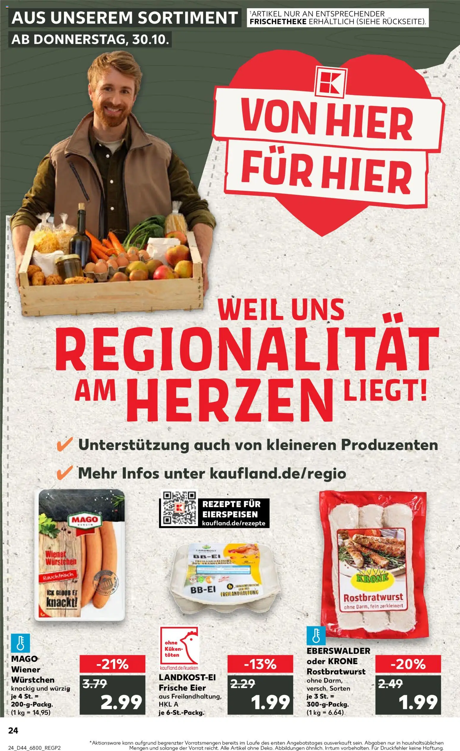 Kaufland prospekt Berlin	 – gültig ab 30.10.2025 | Seite: 24 | Produkte: Wiener wurstchen, Eier