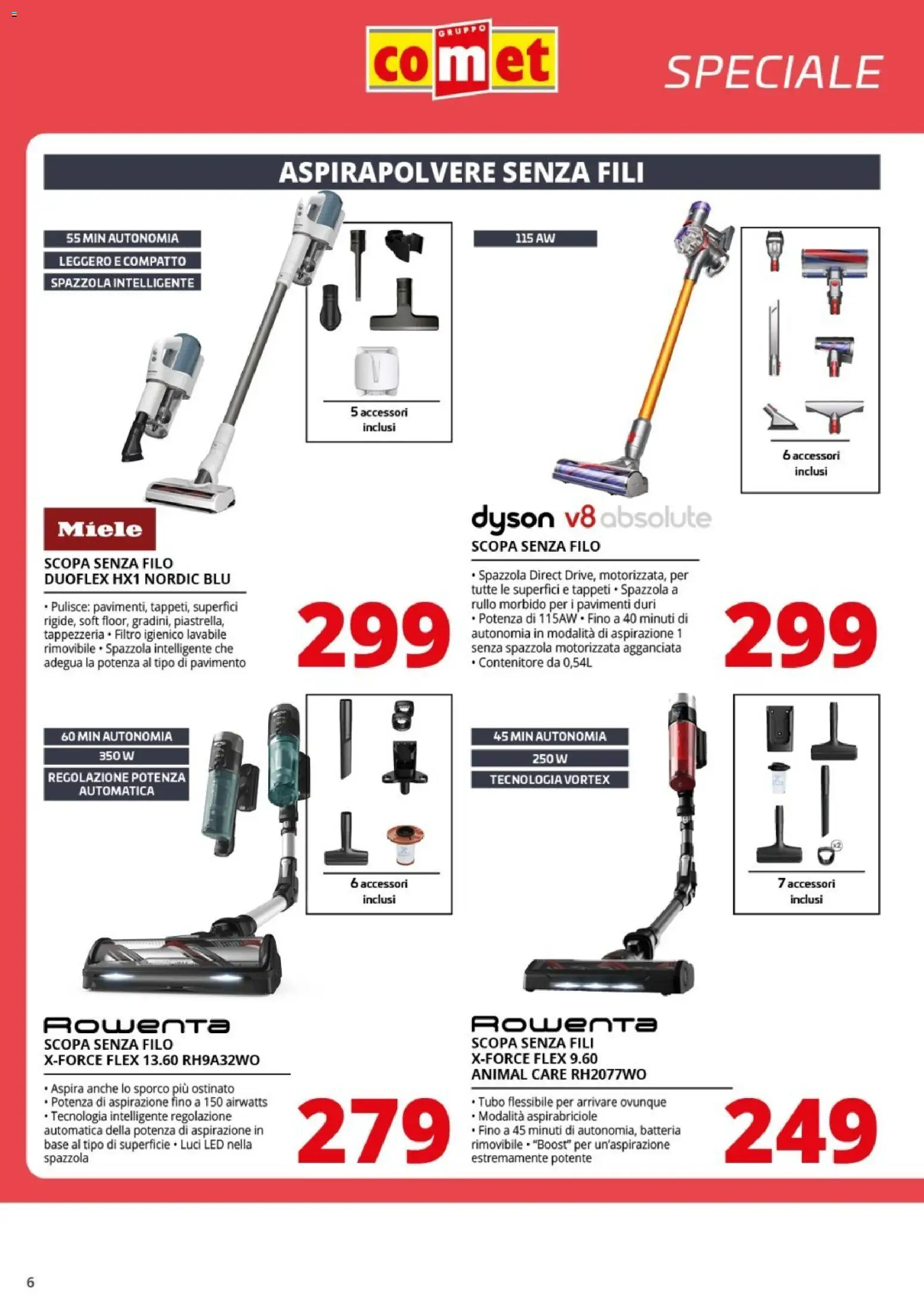 Volantino Comet del 09.01.2026 | Pagina: 6 | Prodotti: Pavimento, Tubo, Miele, Batteria