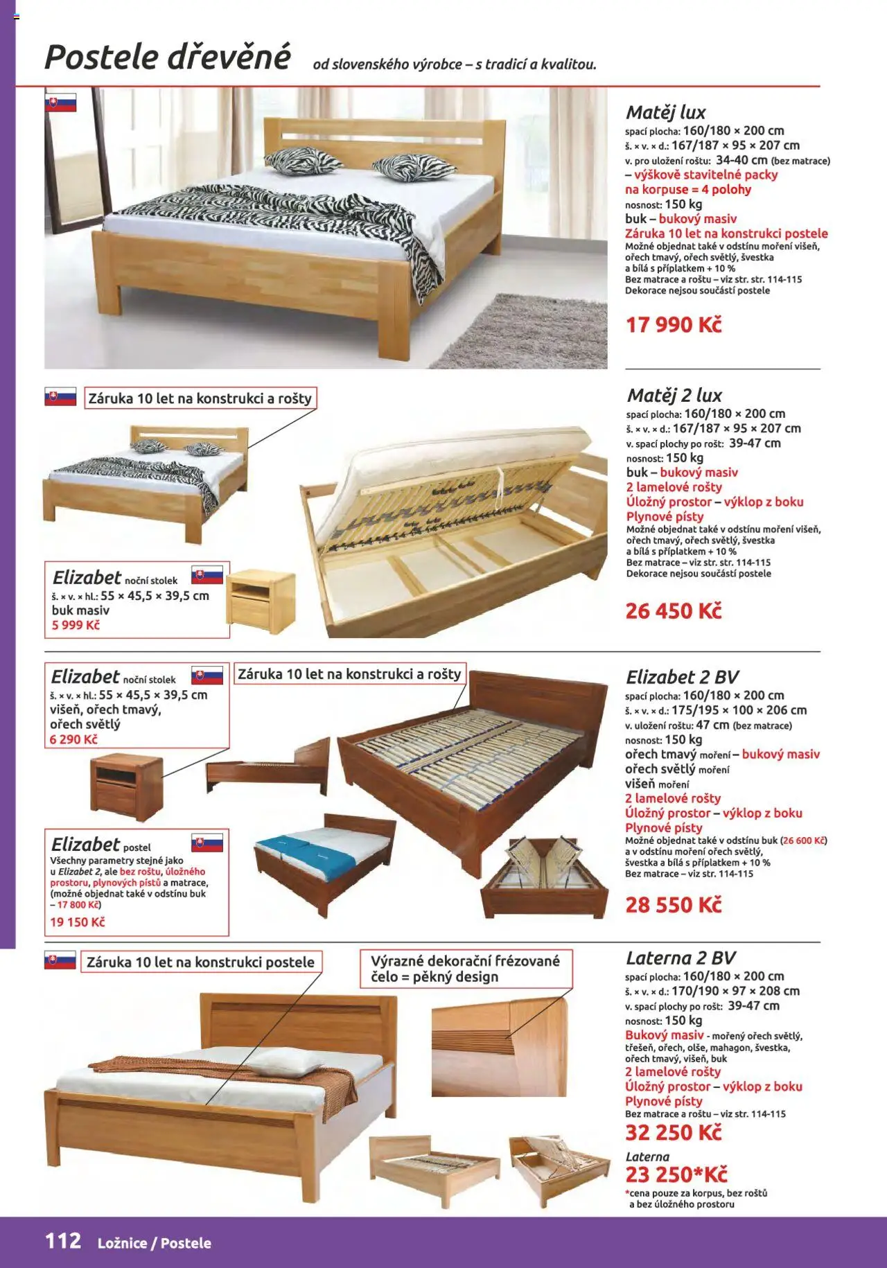 ORFA nábytek katalog 2024-2025 od 15.08.2024 | Strana: 112 | Produkty: Postele, Matrace, Noční stolek, Rošt