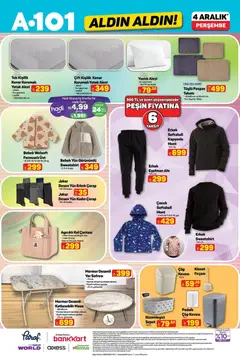 04.12.2025 tarihinden itibaren geçerli olan A101 kataloğu önizlemesi | Sayfa: 9 | Ürünler: Yatak, Sepet, Mont, Çorap