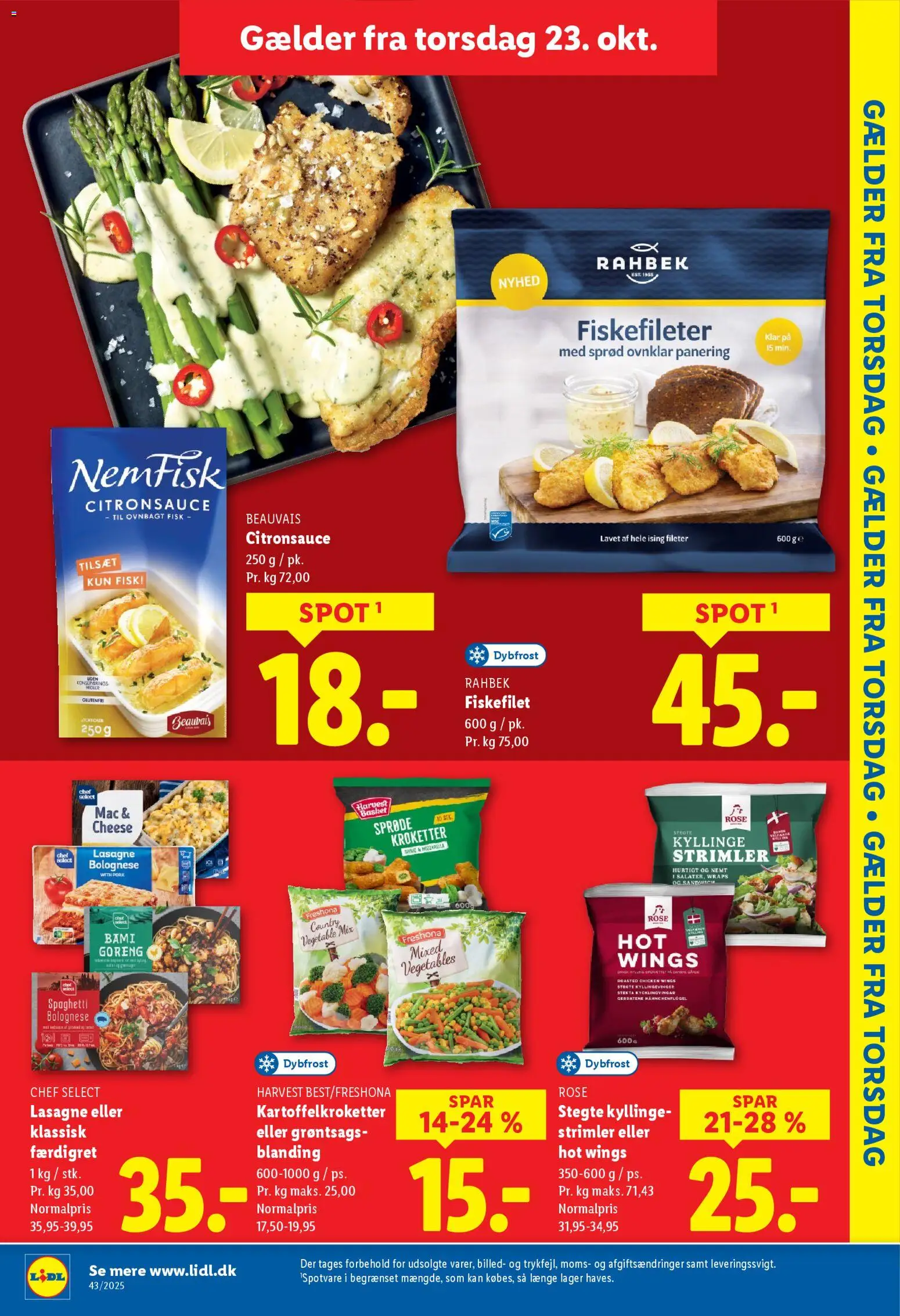 Lidl tilbudsavis – gyldig fra 23.10.2025 | Side: 3 | Produkter: Fisk, Spaghetti, Mozzarella, Søm
