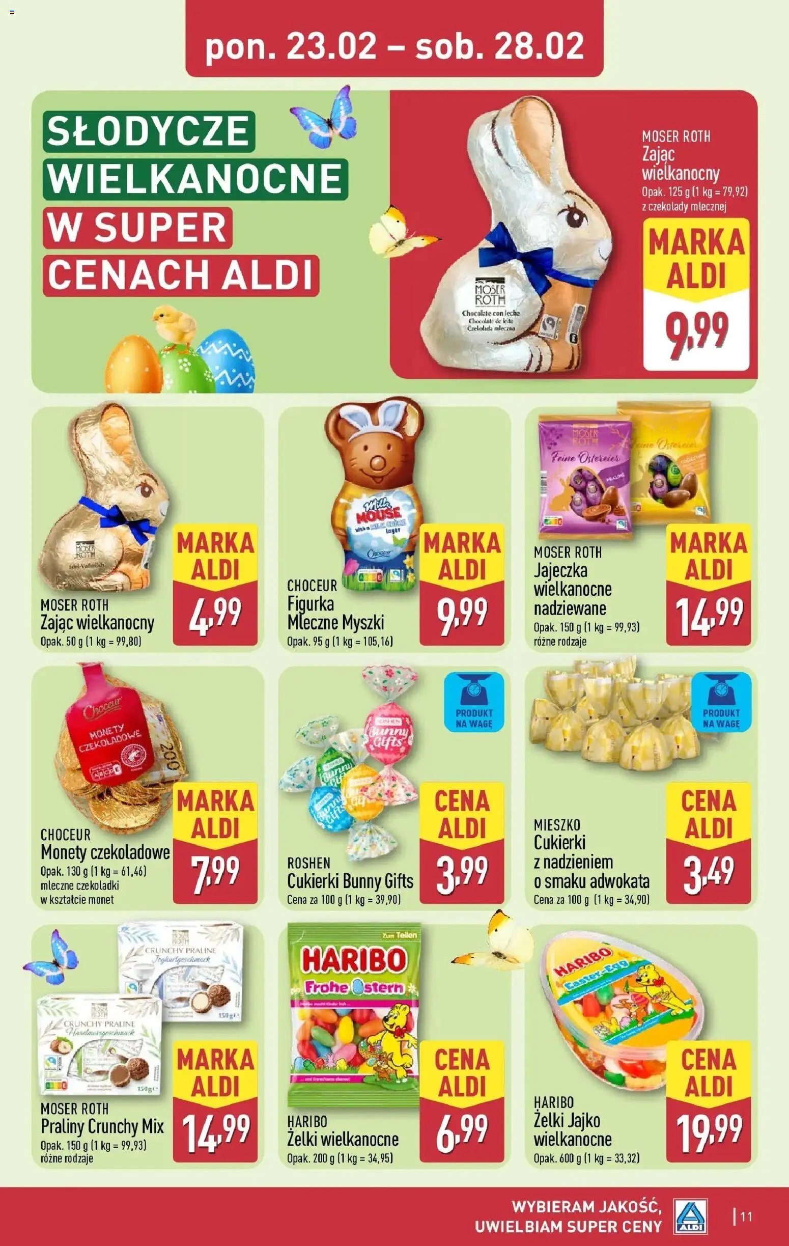 Aldi Gazetka - Okazje na weekend od 26.02.2026 | Strona: 11 | Produkty: Słodycze, Czekoladki, Praliny, Żelki