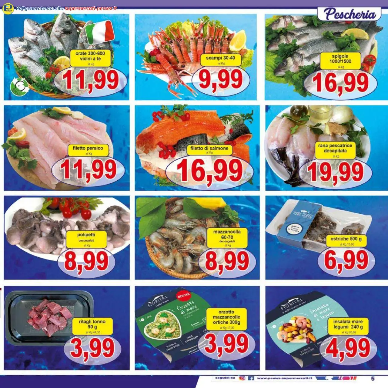 Volantino Pewex del 18.08.2025 | Pagina: 5 | Prodotti: Salmone, Tè, Insalata, Rana pescatrice