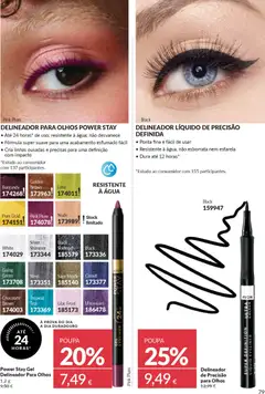 Pré-visualização DELINEADOR PARA OLHOS POWER STAY, Até 24 horas* de uso; resistente à água; não desvanece; Fórmula super suave para uma acabamento esfumado fácil; Cria linhas ousadas e precisas para uma definição com impacto válido de 01.11.2025 | Página: 79 | Produtos: Agua, Delineador, Chocolate