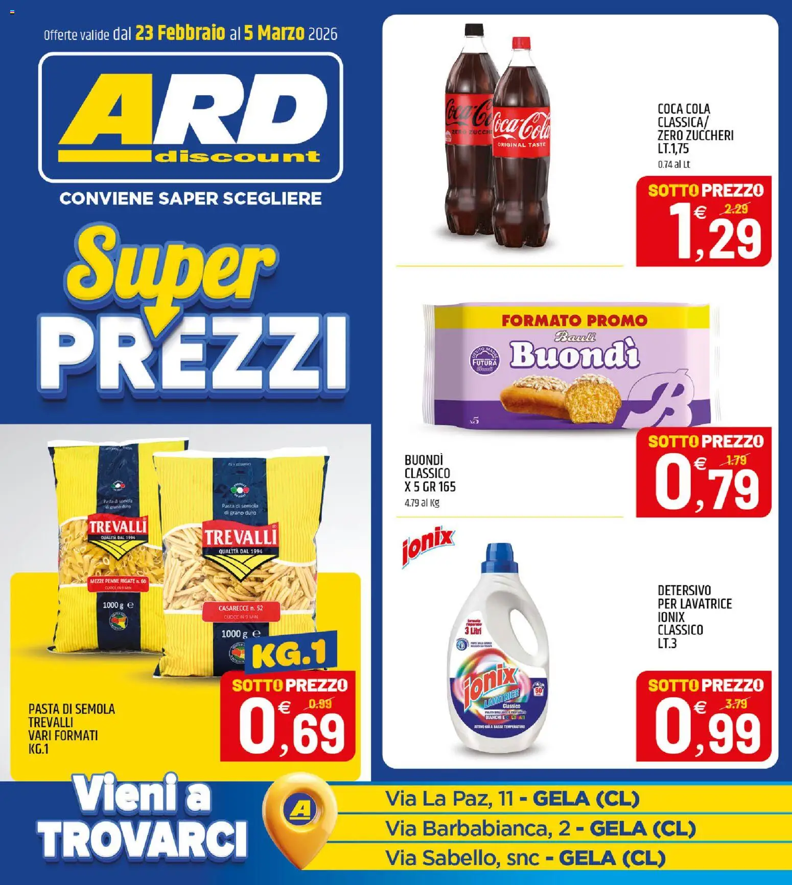 Volantino ARD Discount del 23.02.2026 | Pagina: 20 | Prodotti: Pasta, Lavatrice, Penne, Coca Cola