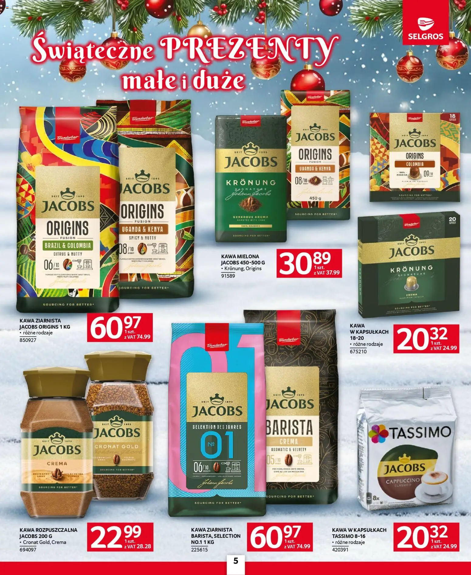 Selgros cash&carry Gazetka - Prezenty od 20.11.2025 | Strona: 5 | Produkty: Kawa ziarnista, Kawa rozpuszczalna, Cappuccino, Kawa