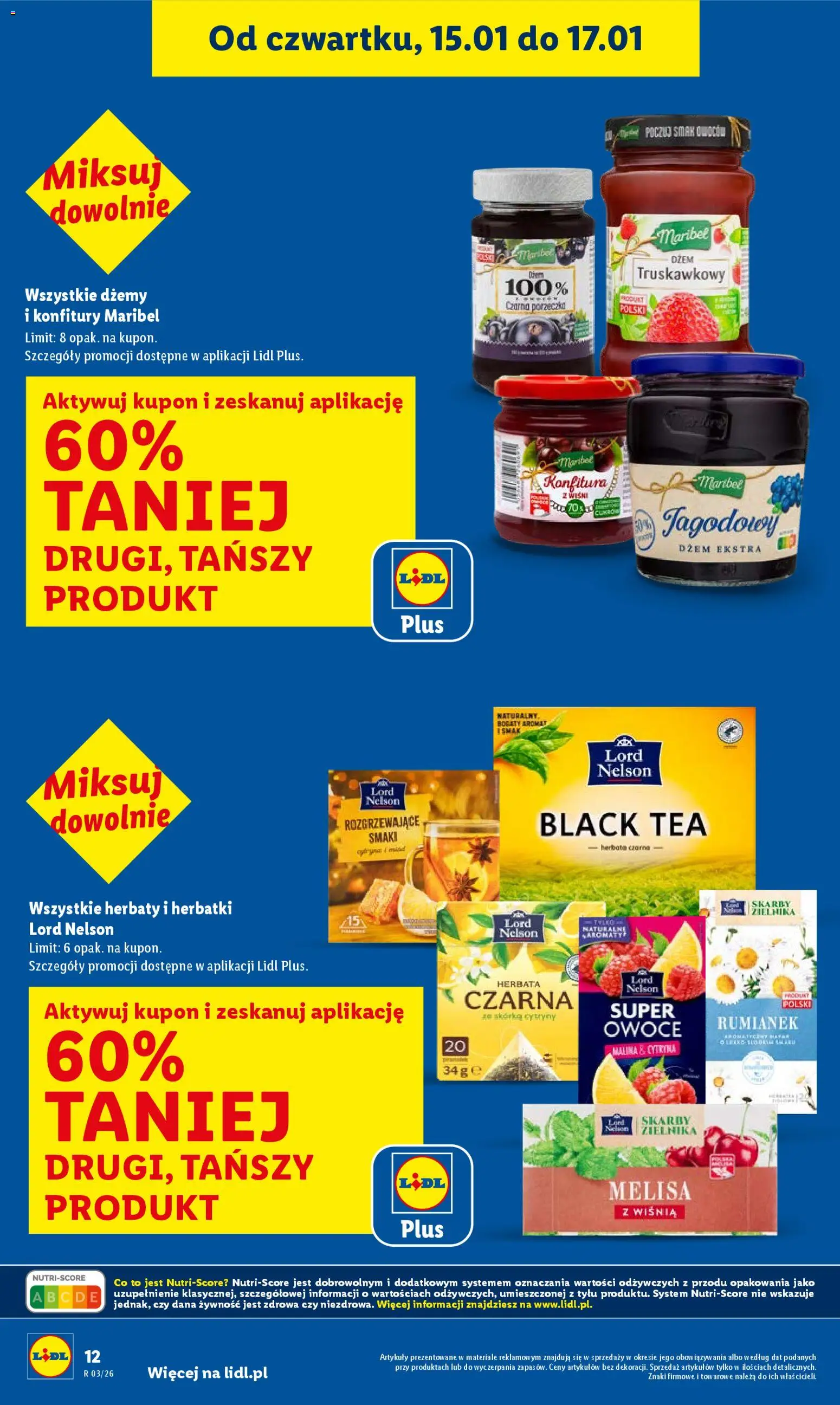 Lidl Gazetka od 15.01.2026 | Strona: 12 | Produkty: Cytryny, Porzeczka, Dżem, Herbata