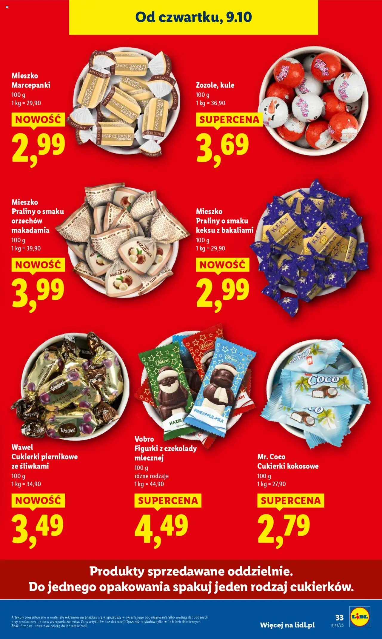 Lidl Gazetka od 09.10.2025 | Strona: 39 | Produkty: Czekolady, Praliny, Figurki, Cukierki