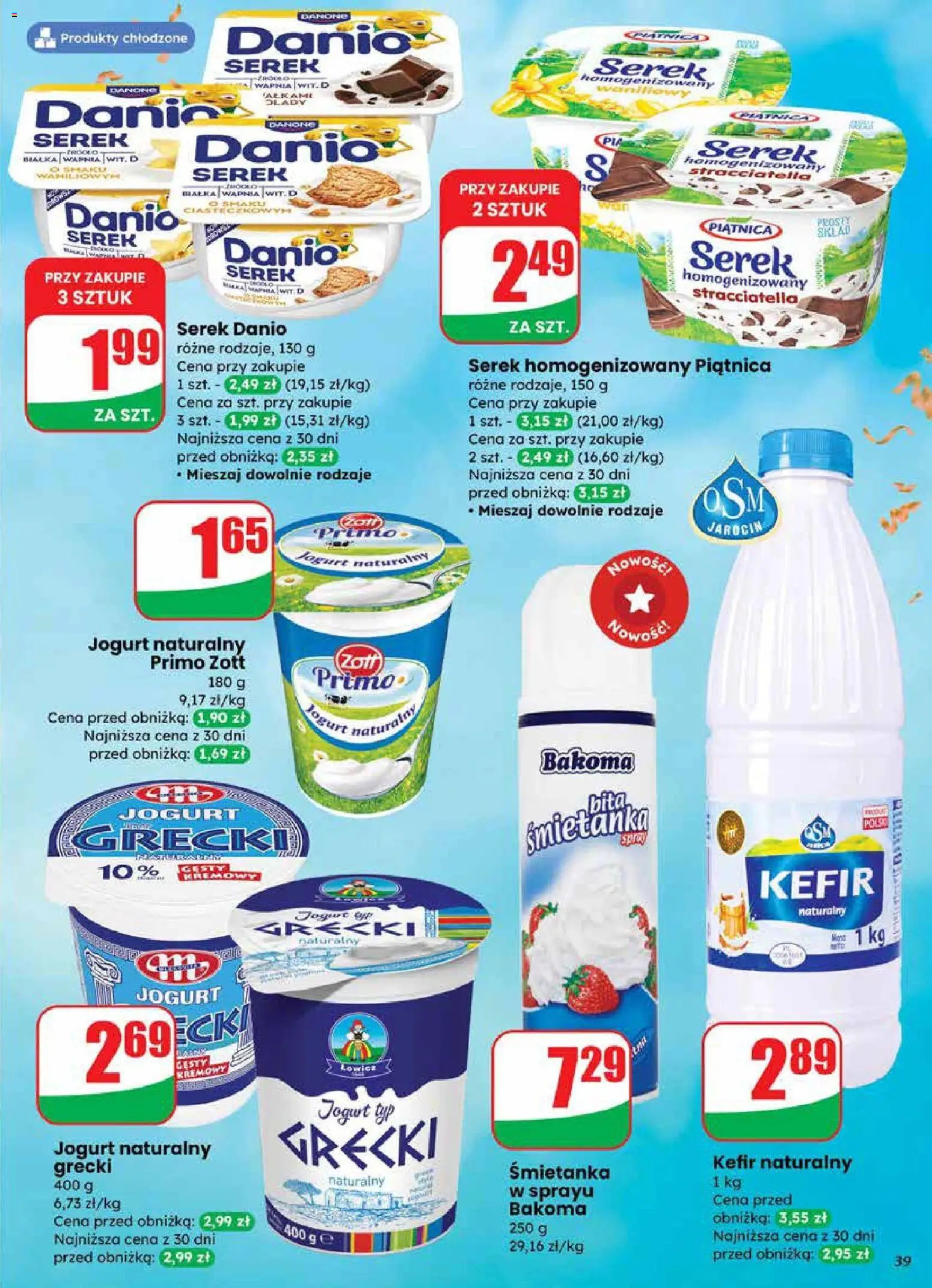 Dino Gazetka od 27.12.2025 | Strona: 39 | Produkty: Jogurt grecki, Kefir, Serek homogenizowany, Jogurt