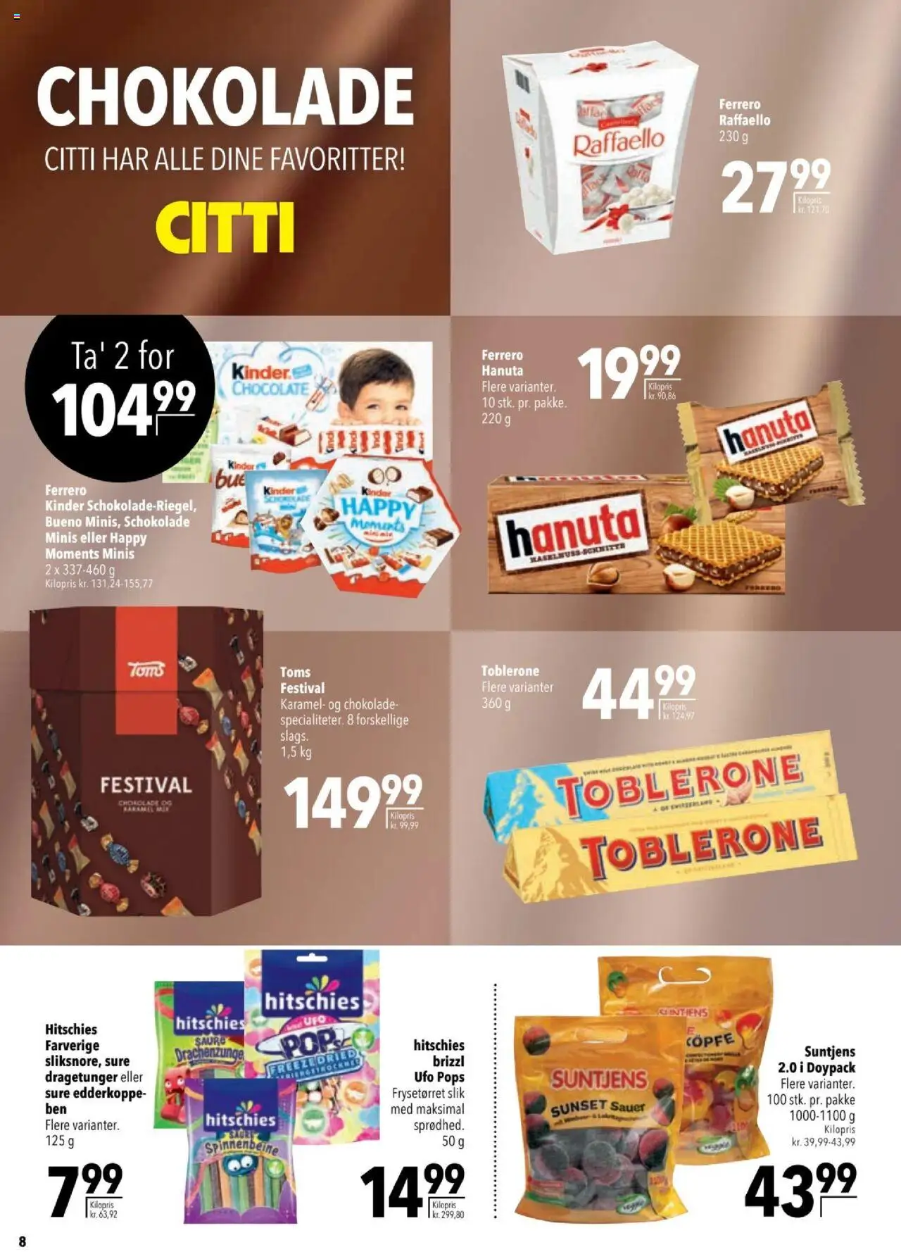 CITTI Tilbudsavis gyldig fra 13.08.2025 | Side: 8 | Produkter: Chokolade, Slik