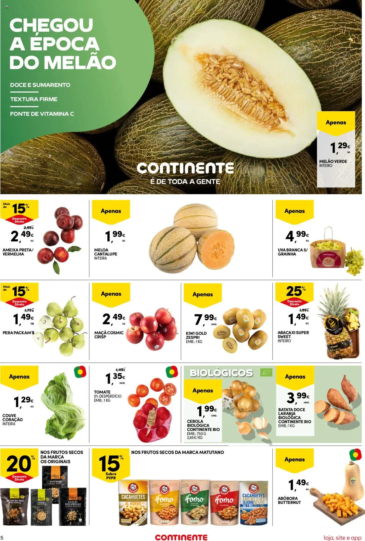 Continente Semanal Continente Bom Dia │ válido de 15.07.2025 | Página: 5 | Produtos: Batata, Cebola, Abacaxi, Kiwi