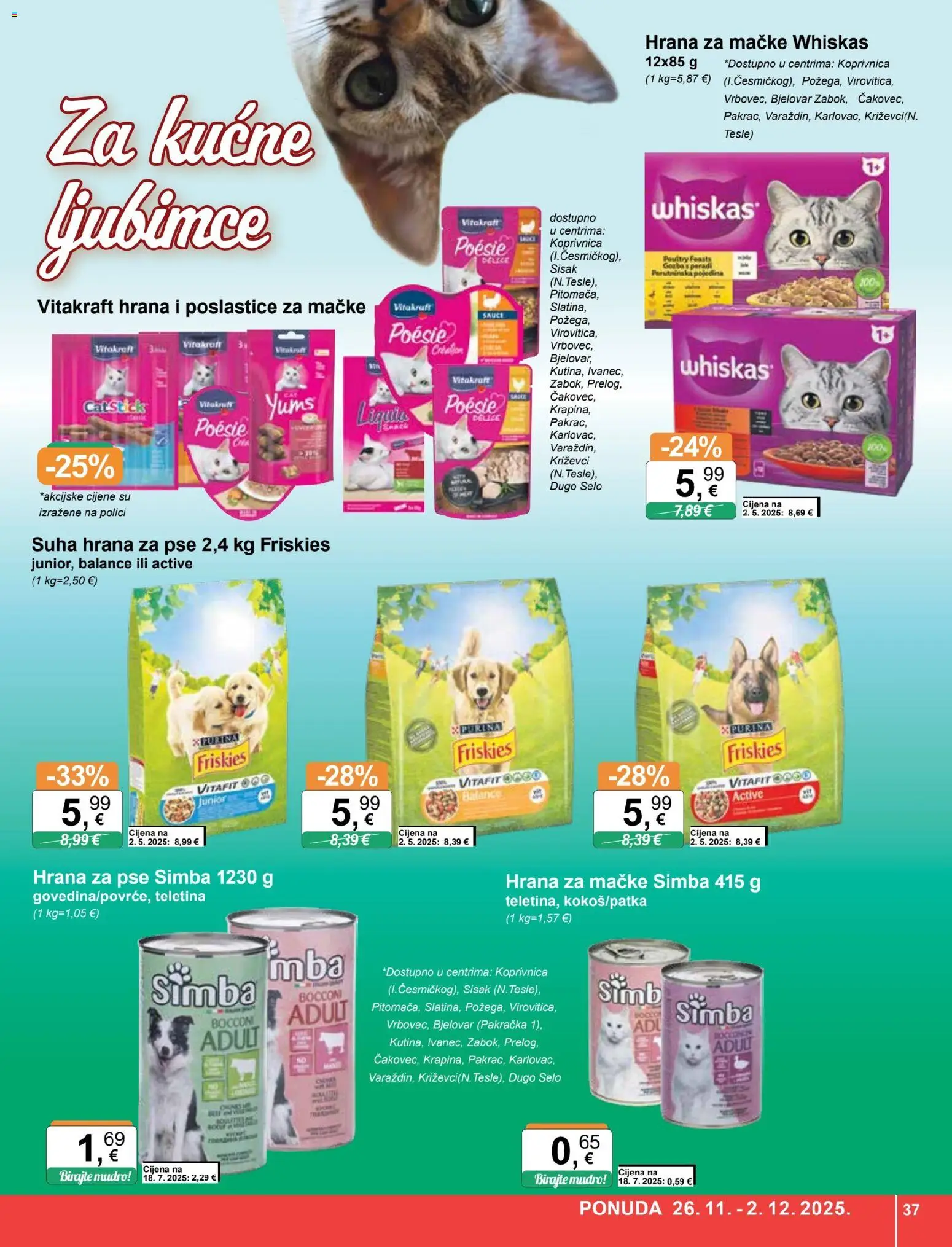 KTC katalog | vrijedi od 26.11.2025 | Stranica: 37 | Proizvodi: Whiskas, Teletina, Hrana za mačke, Suha hrana za pse