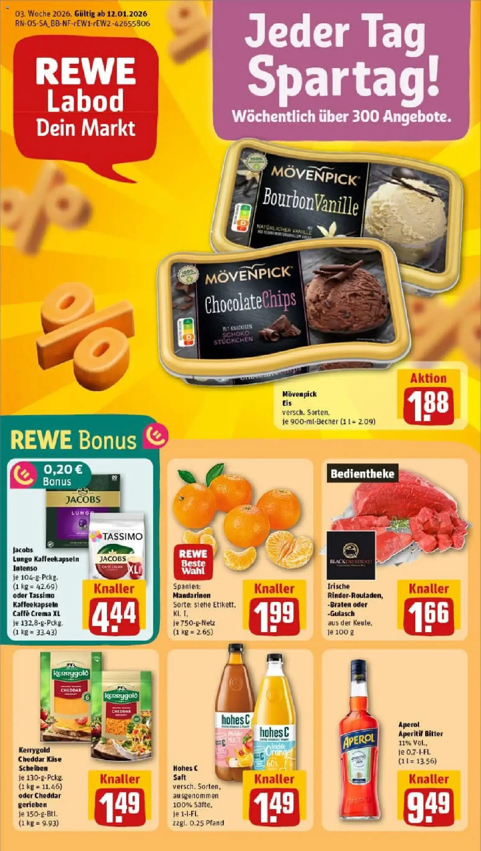 Rewe prospekt Dessau-Roßlau	 – gültig ab 11.01.2026 | Seite: 1 | Produkte: Movenpick eis, Hohes c, Tassimo, Eis