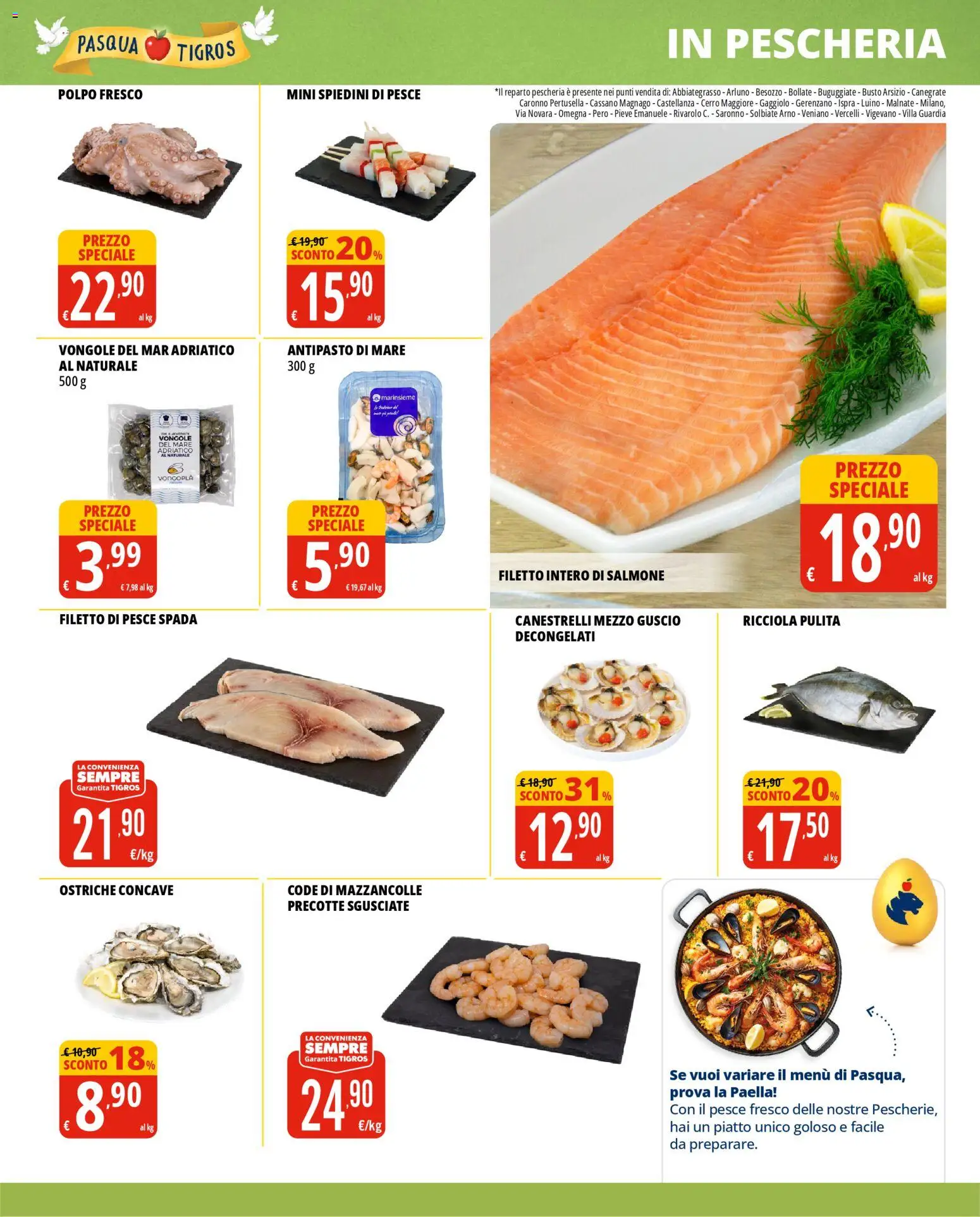 Volantino Tigros del 24.03.2026 | Pagina: 11 | Prodotti: Salmone, Pesce, Piatto, Pesce spada