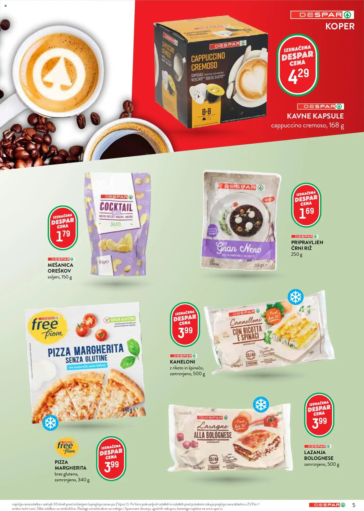 Novi Spar katalog ponudbe – veljaven od 22.04.2026 | Stran: 5 | Izdelki: Kavne kapsule, Riz, Lazanja