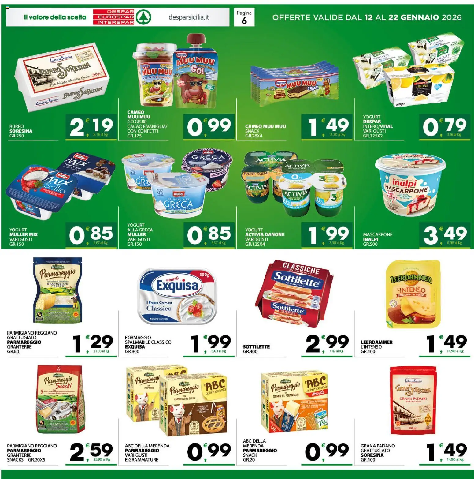 Volantino Interspar del 12.01.2026 | Pagina: 6 | Prodotti: Limone, Burro, Cacao, Mascarpone