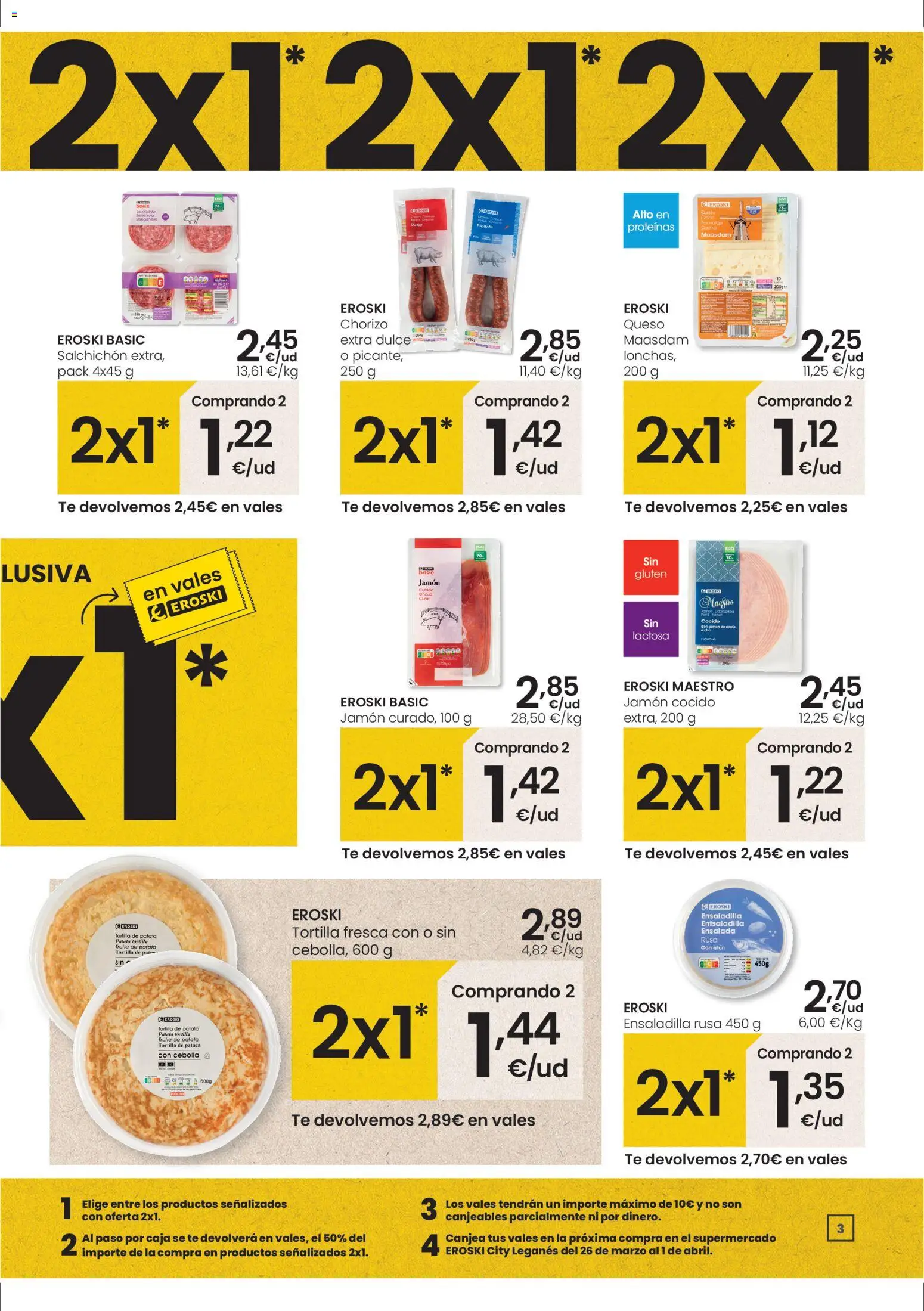 Eroski - City Leganés │ válido desde el 19.03.2026 | Página: 3 | Productos: Jamón, Jamón cocido, Παγωμένο τσάι, Caja