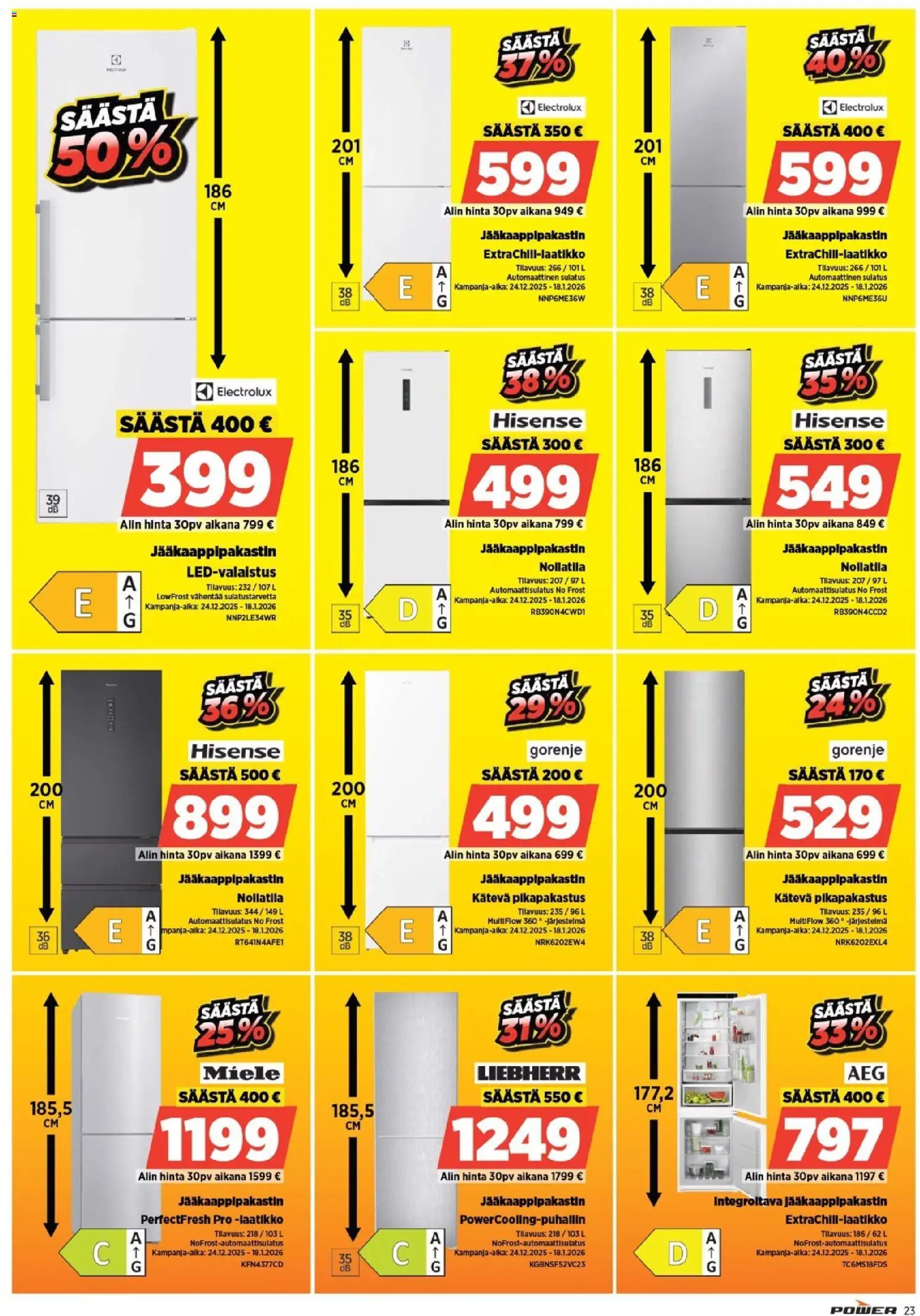 Power tarjoukset – voimassa 01.01.2026 alkaen | Sivu: 23 | Tuotteet: Jääkaappipakastin, Laatikko