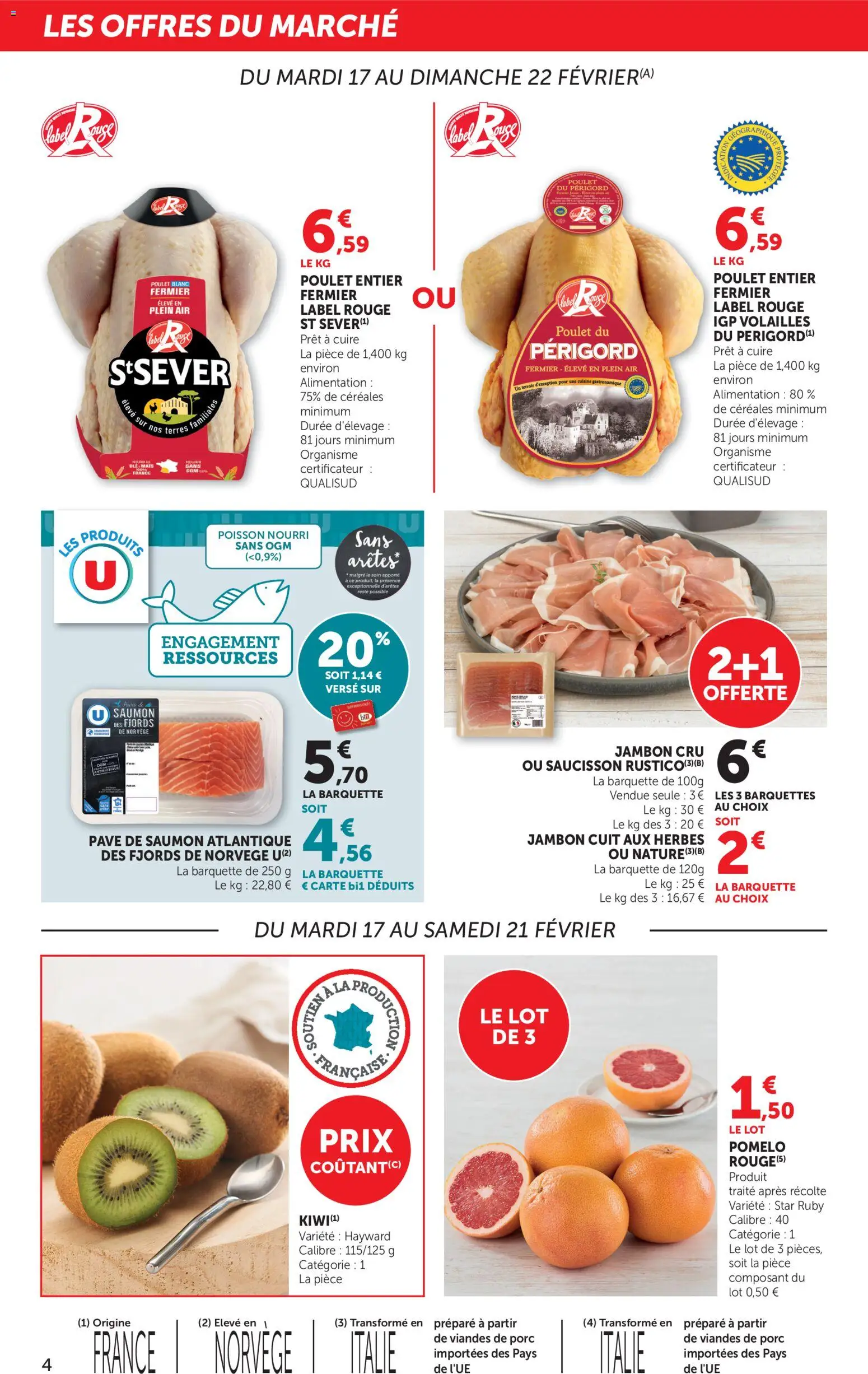 {H1} | Page: 4 | Produits: Saucisson, Pavé de saumon, Porc, Céréales