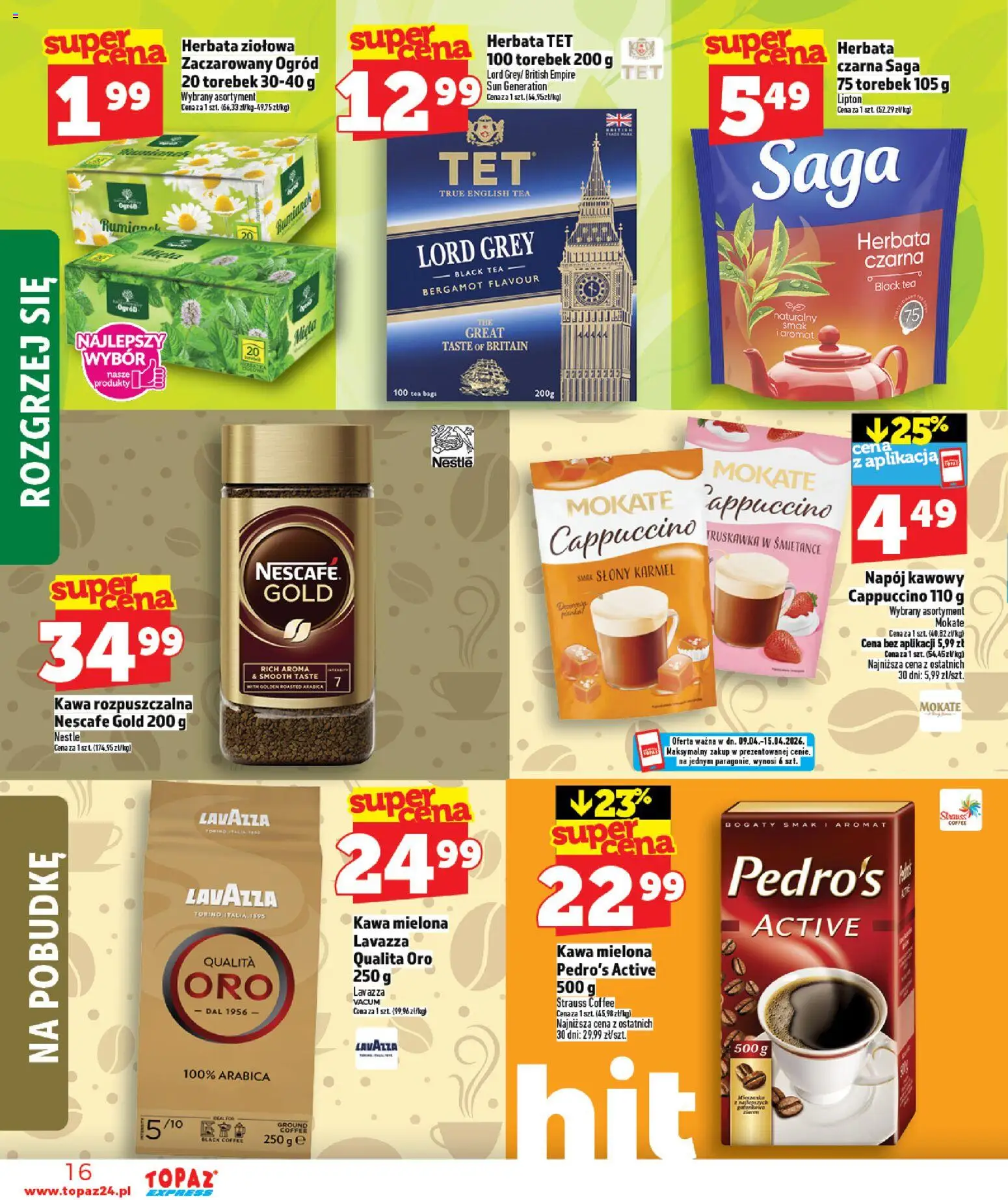 Topaz gazetka - Express od 09.04.2026 | Strona: 16 | Produkty: Nescafe, Lavazza, Cappuccino, Kawa