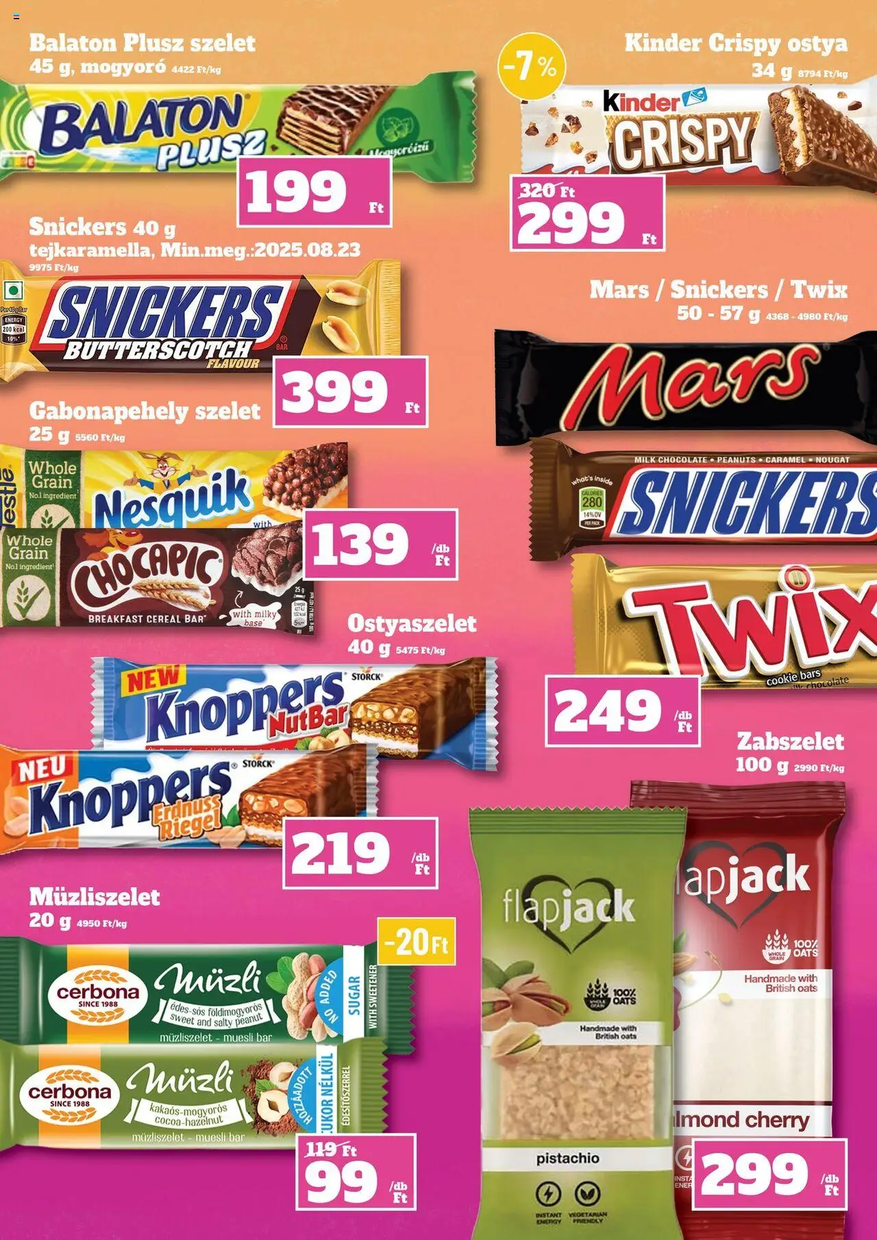 Family Diszkont akciós ujság - amely érvényes a következő dátumtól: 31.07.2025 | Oldal: 22 | Termékek: Gabonapehely, Ostyaszelet, Snickers, Müzliszelet
