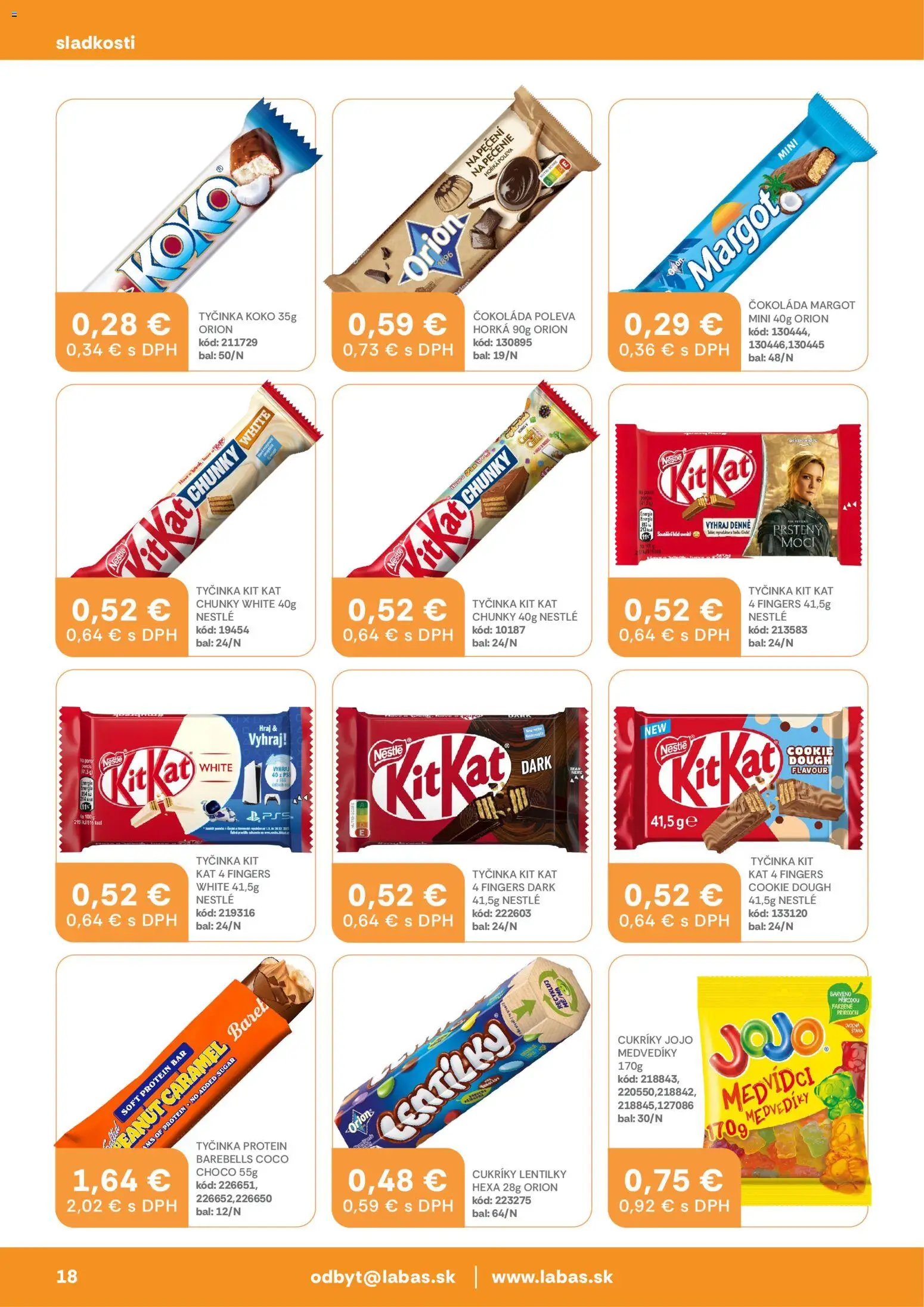 Nové Labaš akcie – leták je platný od 27.02.2026 | Strana: 18 | Produkty: Protein, Čokoláda, Cukríky