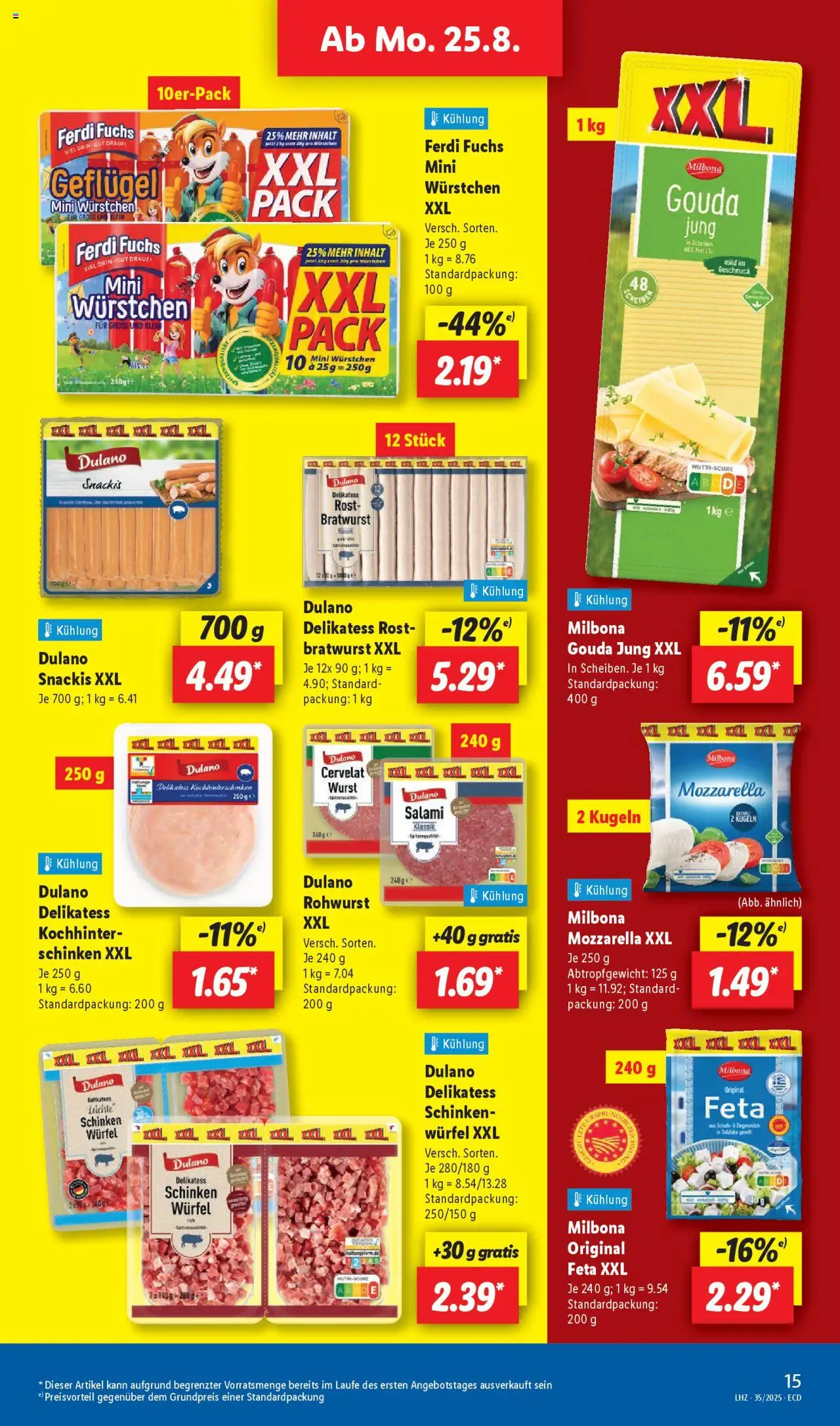 Lidl Prospekt 	 - gültig ab dem 25.08.2025 | Seite: 21 | Produkte: Feta, Mozzarella, Gouda, Wurst