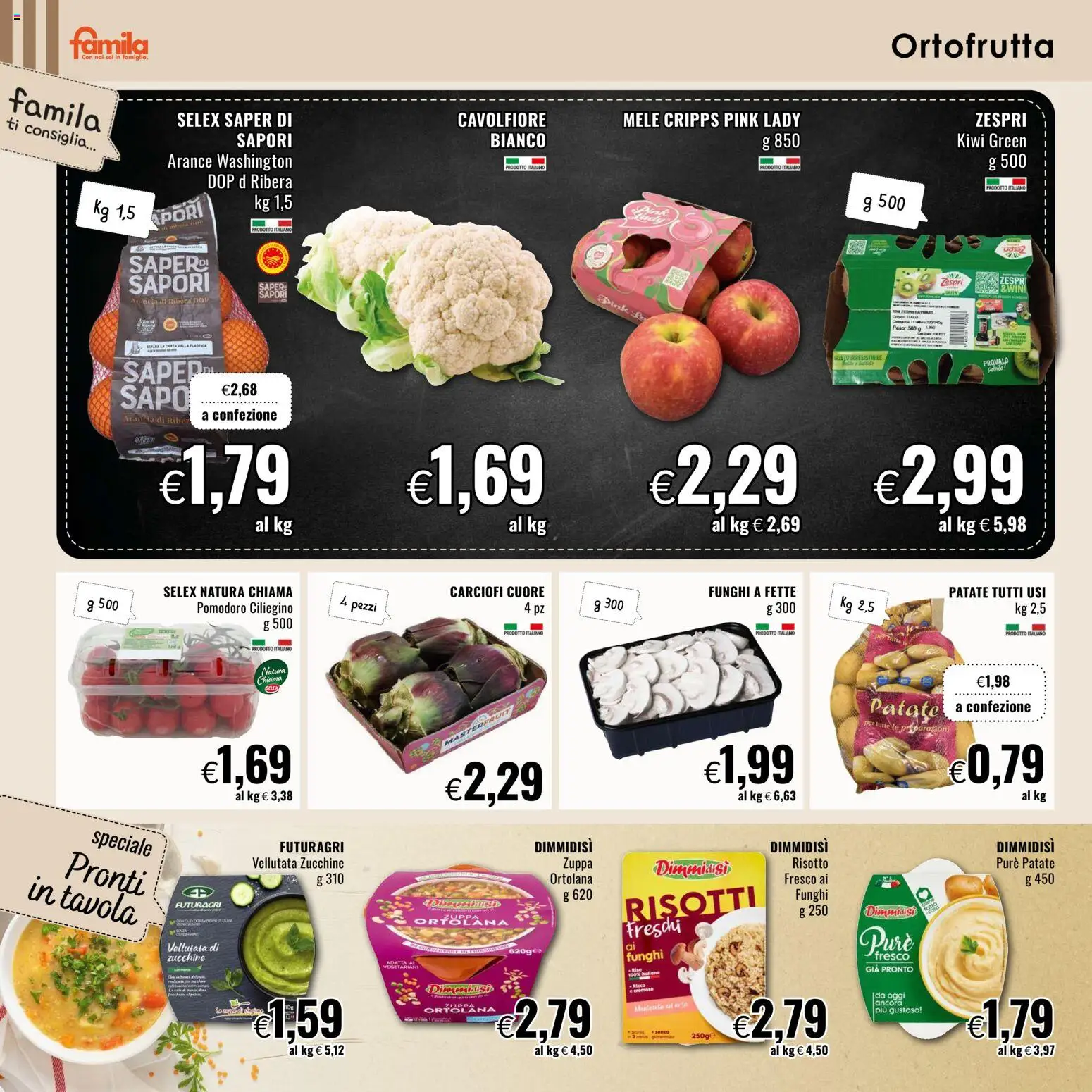 Volantino Famila del 19.02.2026 | Pagina: 2 | Prodotti: Mele, Pomodoro, Funghi, Carciofi