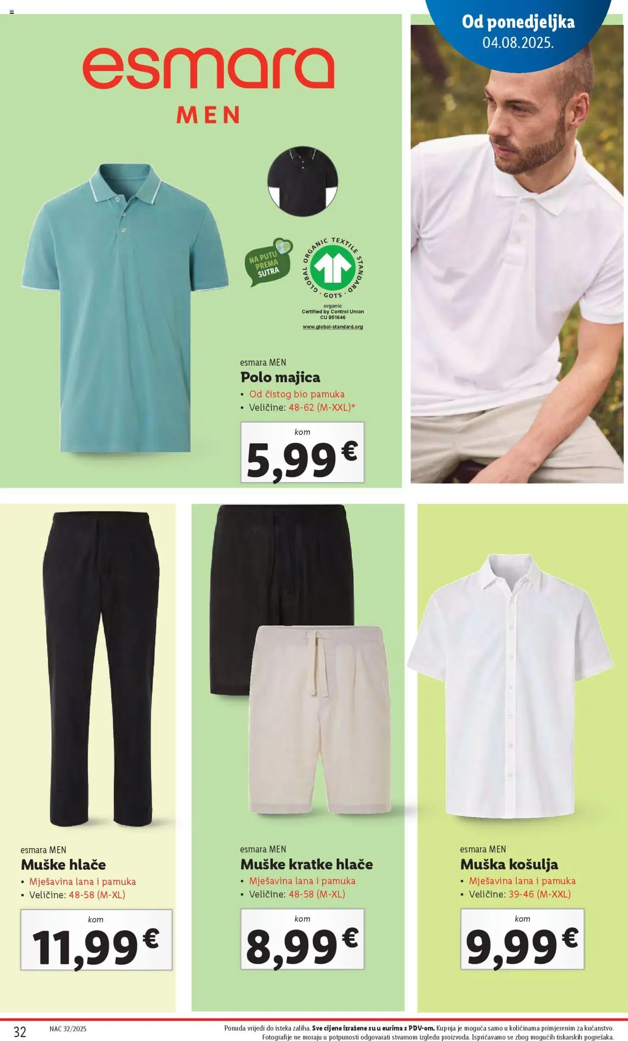 Lidl katalog | vrijedi od 04.08.2025 | Stranica: 32 | Proizvodi: Košulja, Majica, Hlače, Kratke hlače
