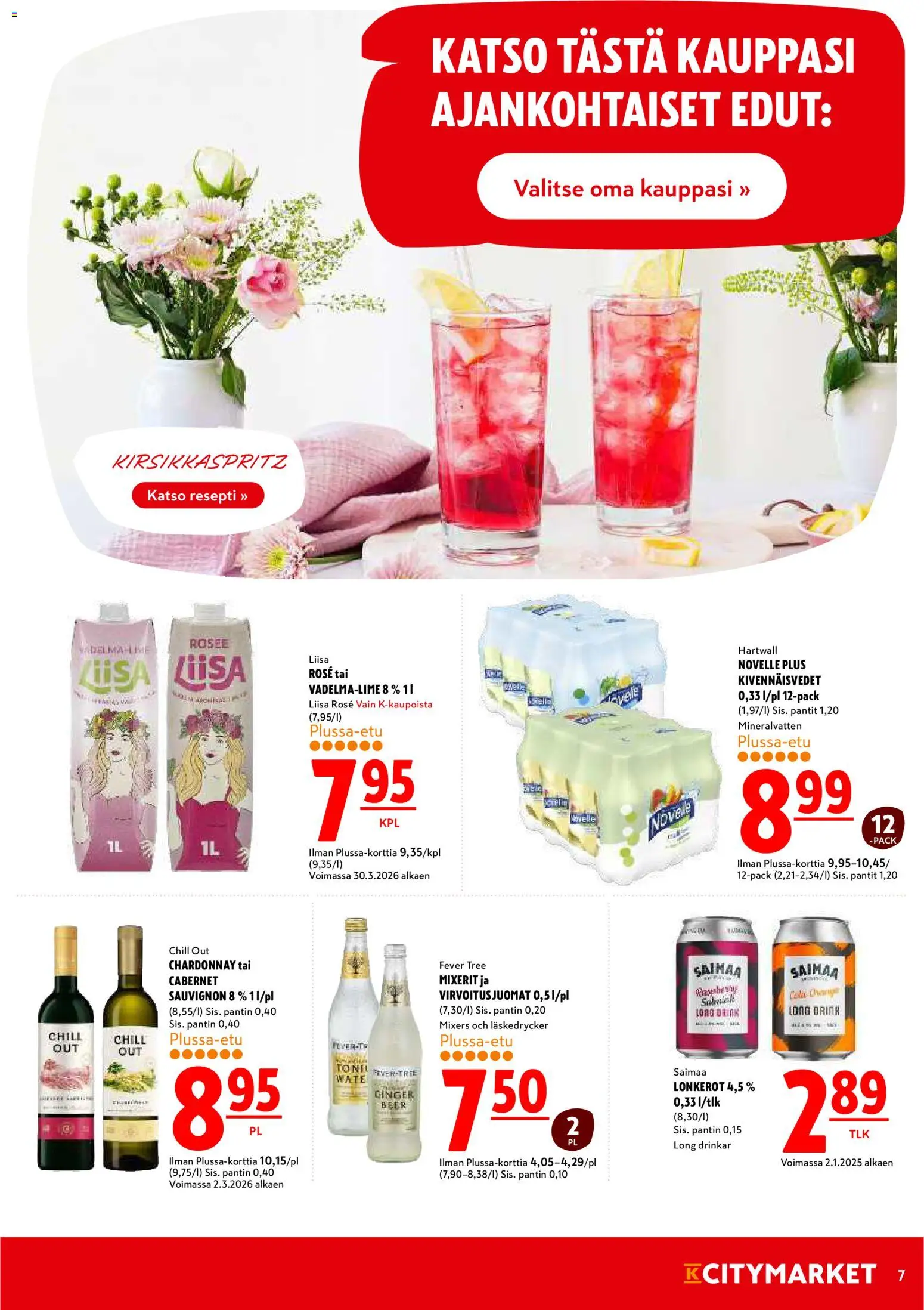 K-Citymarket tarjoukset – voimassa 09.04.2026 alkaen | Sivu: 7 | Tuotteet: Virvoitusjuomat