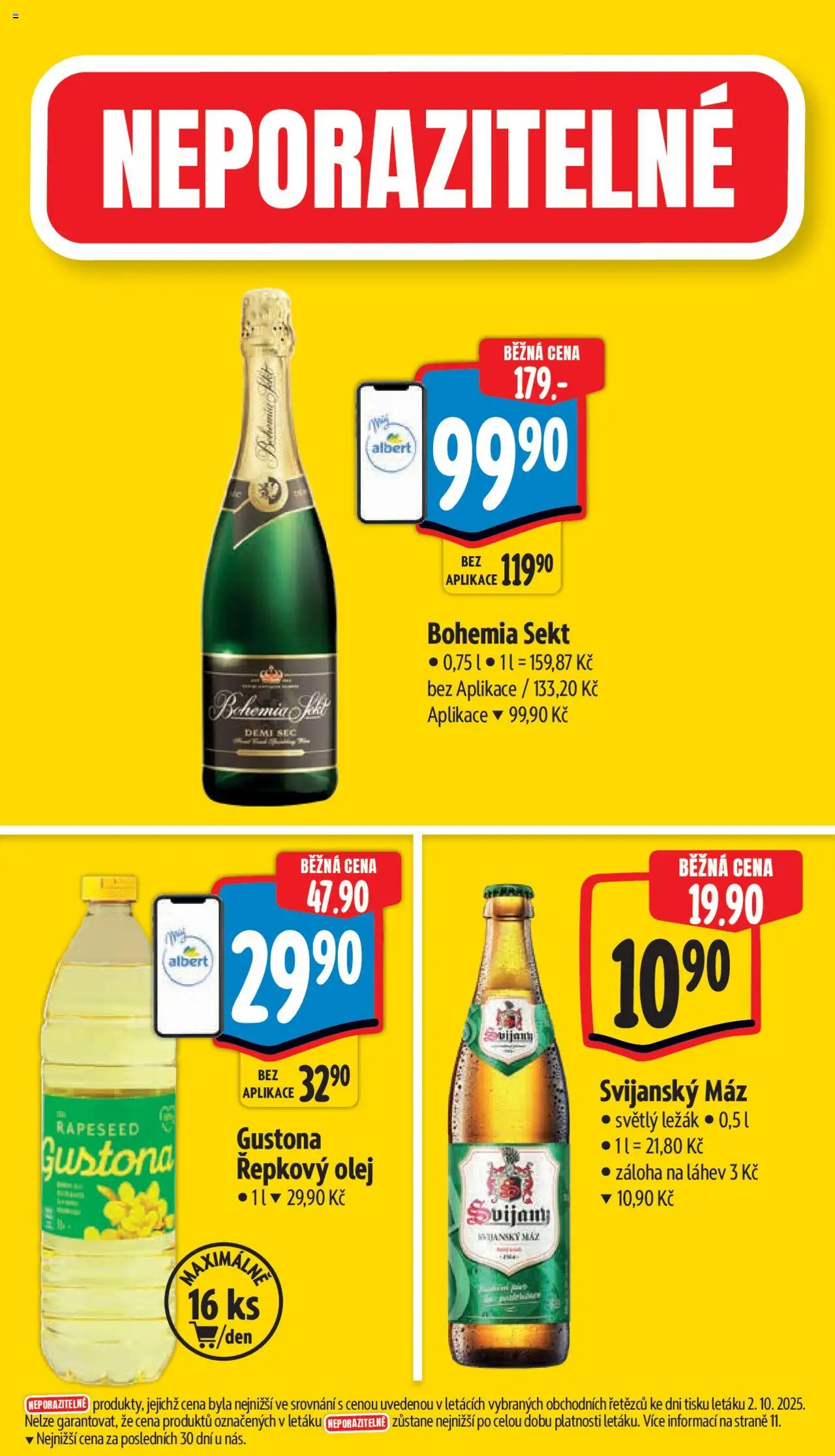 Albert leták - Supermarket od 08.10.2025 | Strana: 5 | Produkty: Olej, Bohemia sekt, Řepkový olej, Láhev