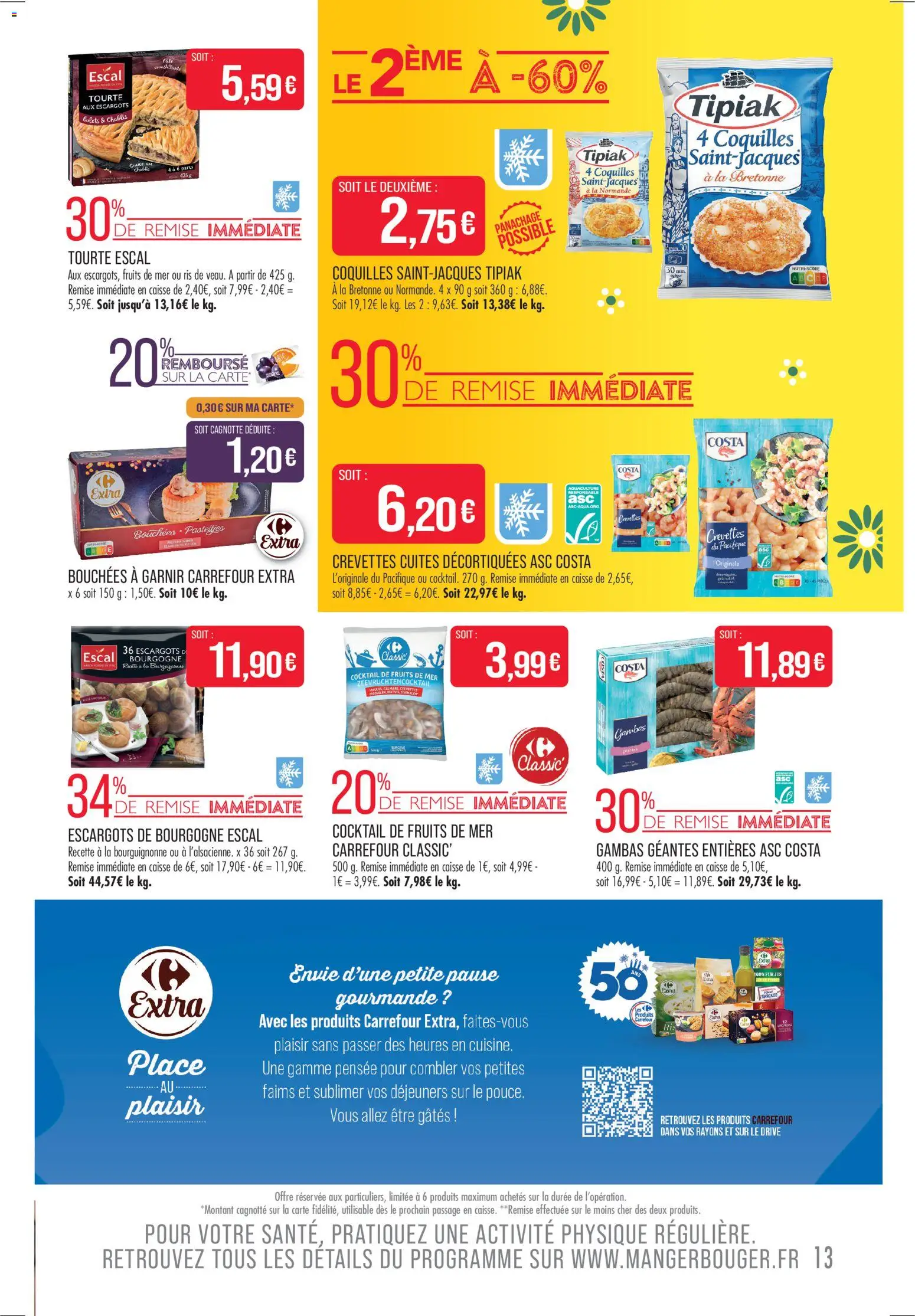 {H1} | Page: 13 | Produits: Fruits de mer, Escargots, Crevettes, Jus