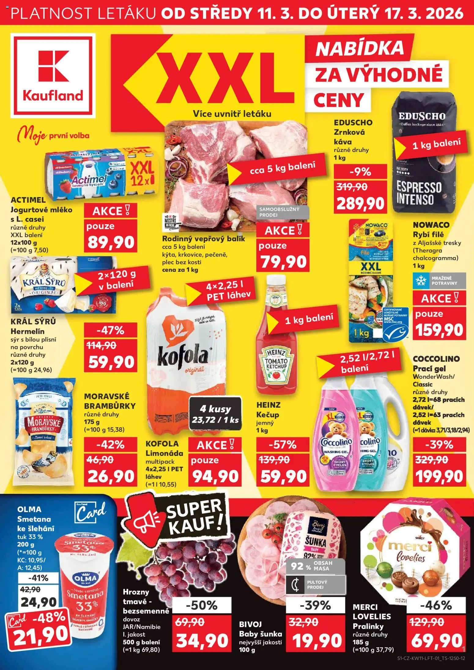 Kaufland leták od 11.03.2026 | Strana: 1 | Produkty: Káva, Smetana, Kečup, Láhev