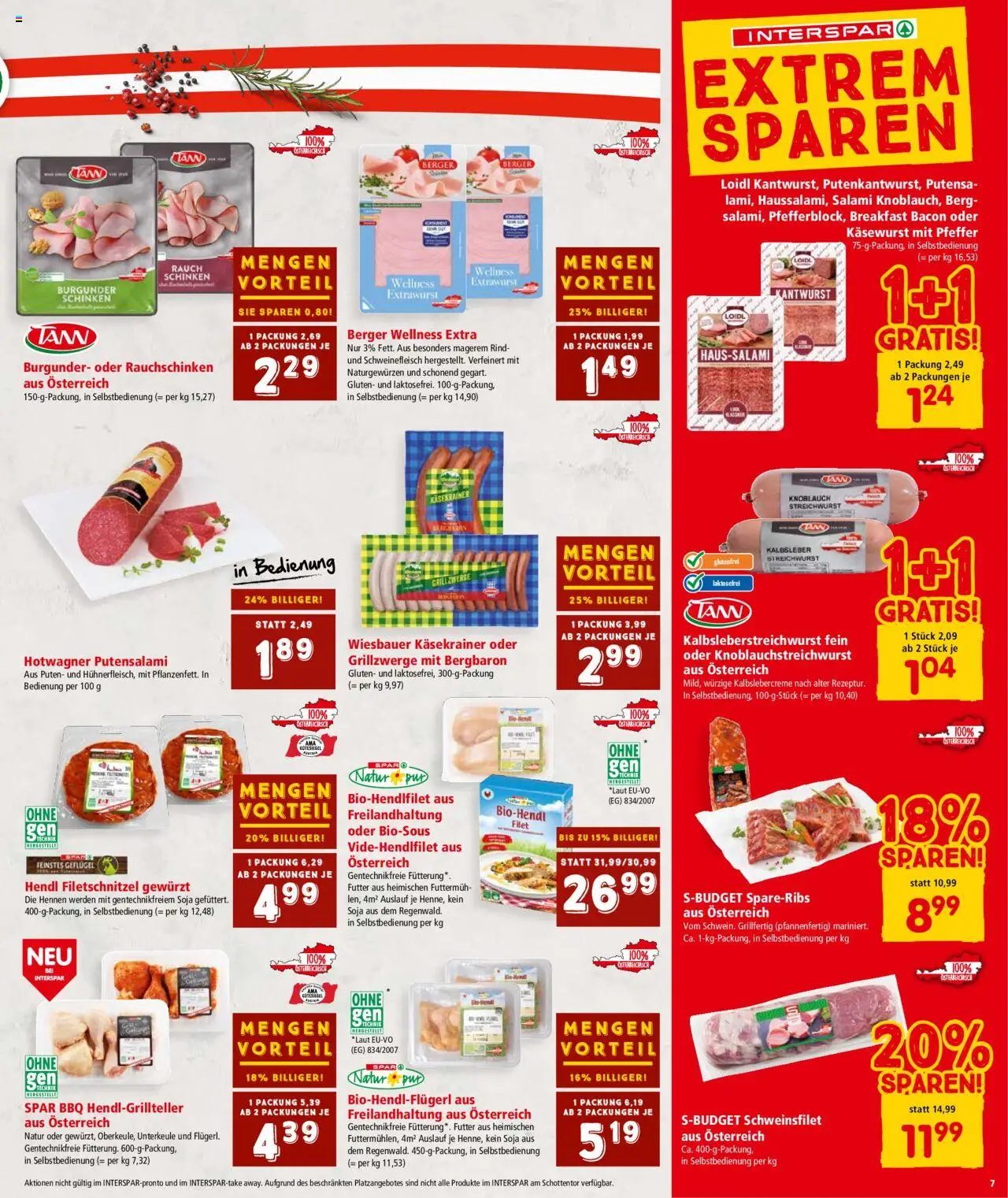 Interspar Flugblatt - Salzburg gültig ab 14.08.2025 | Seite: 7 | Produkte: Pfeffer, Knoblauch, Salami, Schweinefleisch