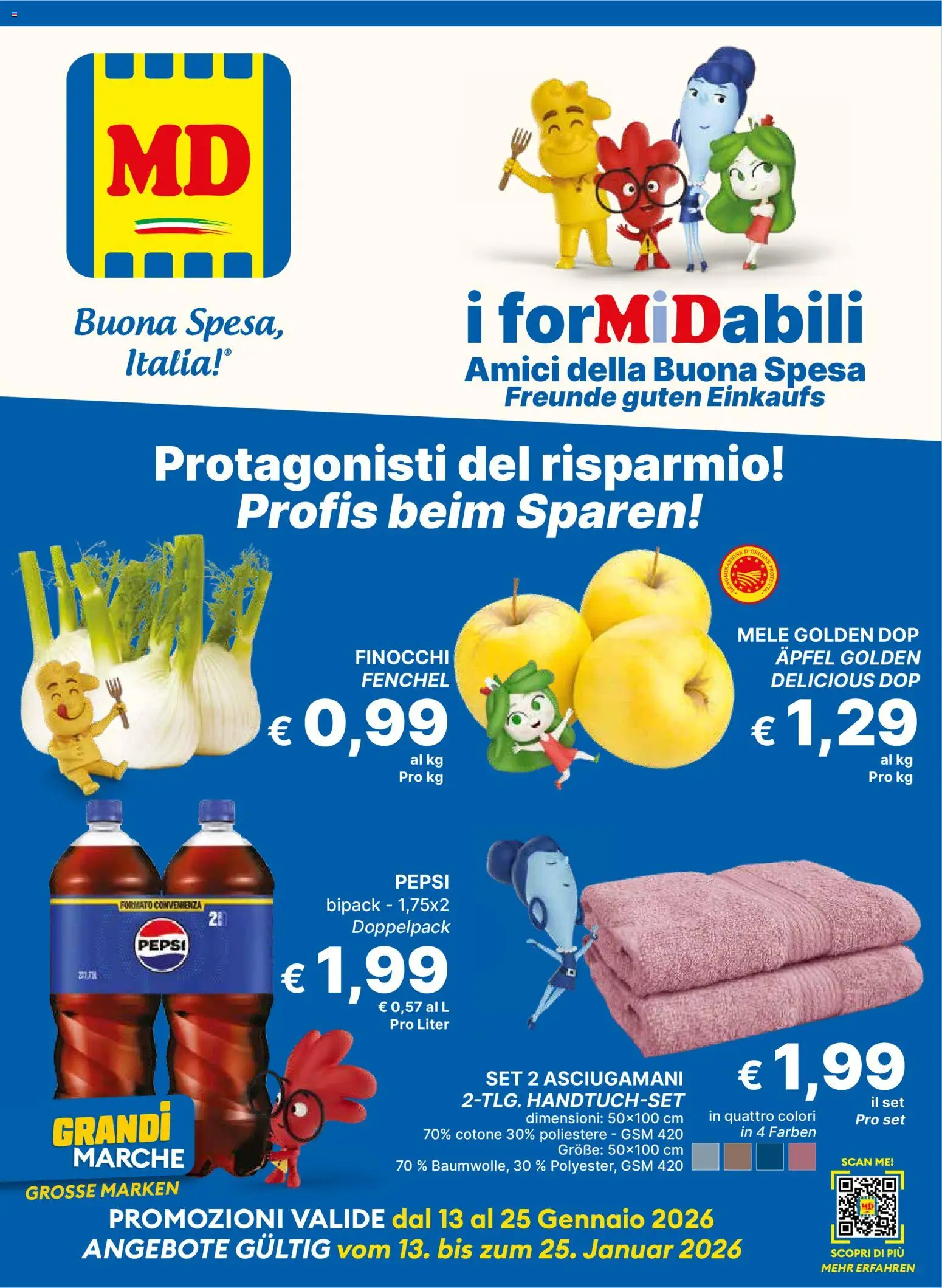 Volantino MD Discount del 13.01.2026 | Pagina: 1 | Prodotti: Mele, Finocchi, Pepsi