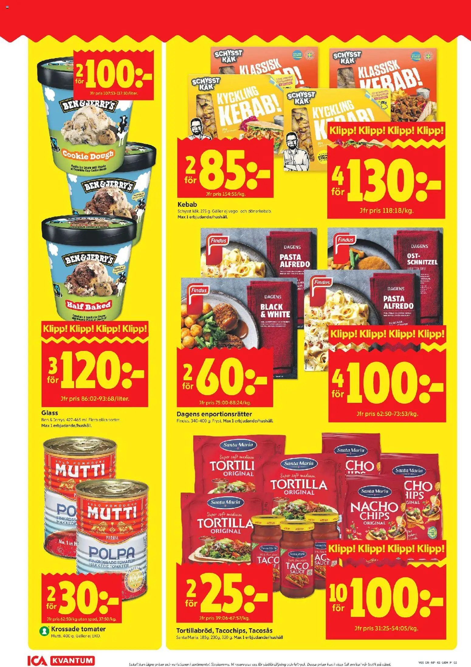 ICA Kvantum reklamblad aktuell från 26.01.2026 | Sida: 2 | Produkter: Tacosås, Krossade tomater, Pasta, Glass
