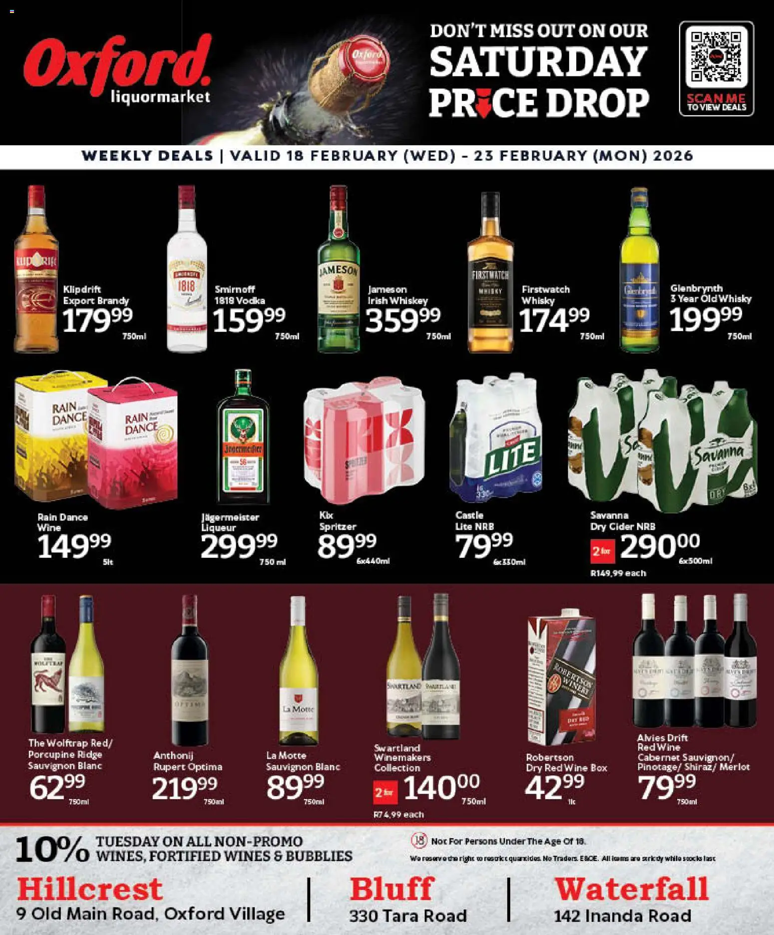 New Oxford Freshmarket catalogue – valid from 18.02.2026 | Page: 16 | Products: Box, Brandy, Cider, Wine