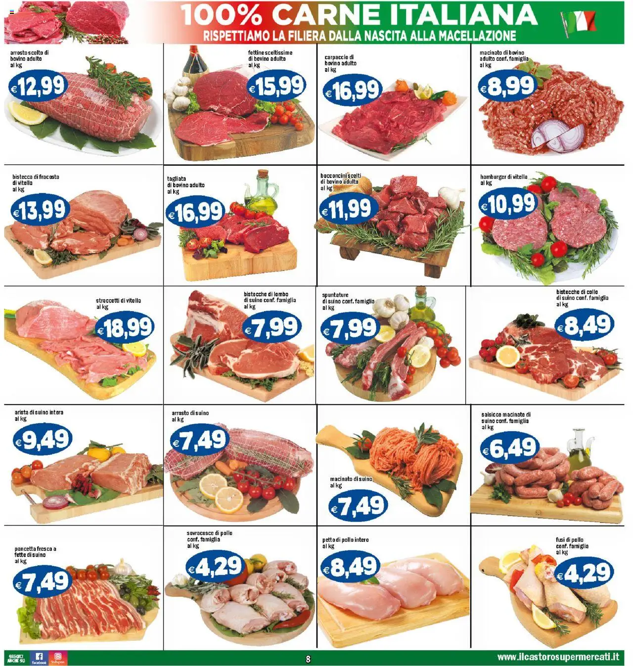 Volantino Il Castoro del 18.08.2025 | Pagina: 8 | Prodotti: Petto di Pollo, Pollo, Hamburger, Macinato