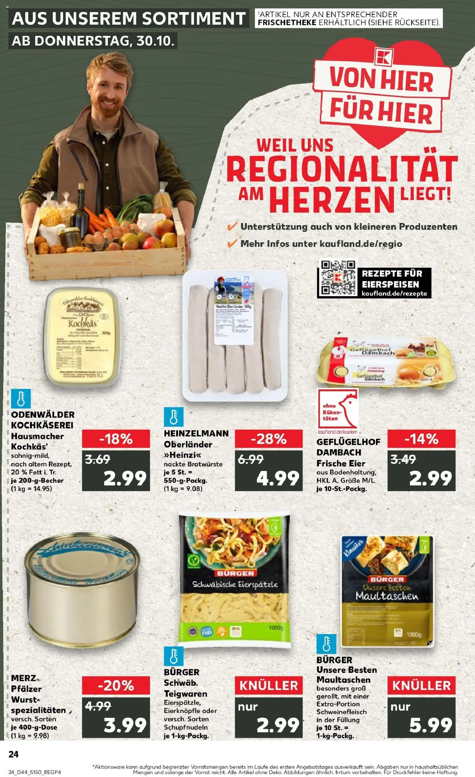 Kaufland prospekt Eberbach	 – gültig ab 30.10.2025 | Seite: 24 | Produkte: Eier, Burger, Wurst, Schweinefleisch