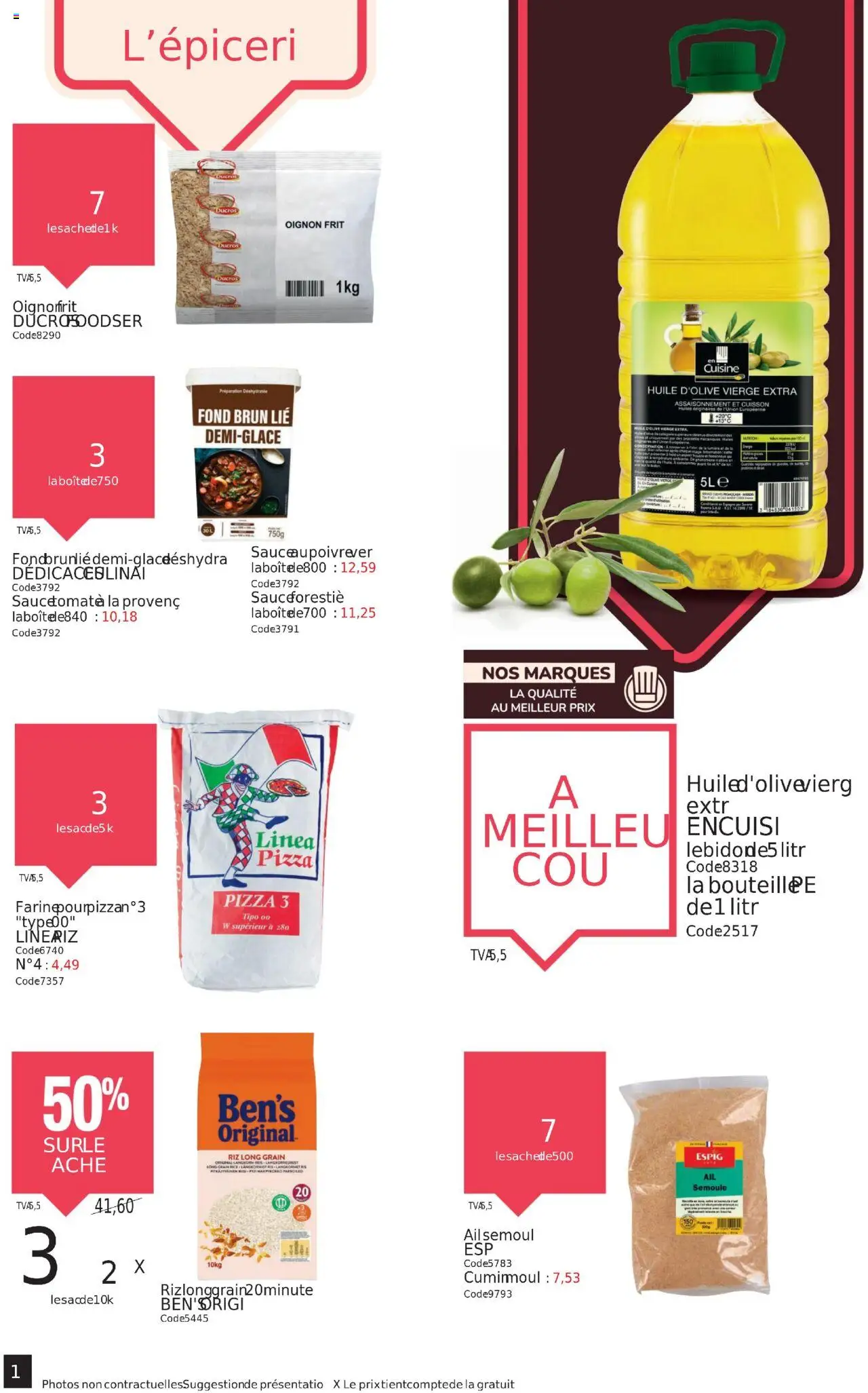 {H1} | Page: 14 | Produits: Huile d'olive vierge, Oignon, Pizza, Riz