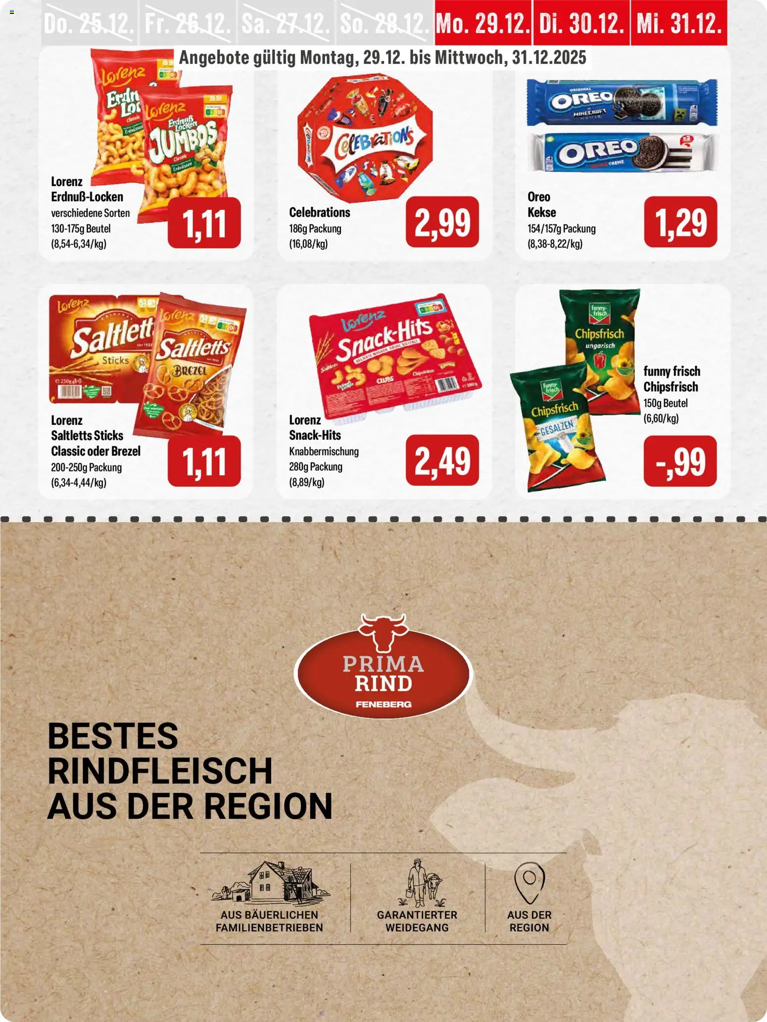 Feneberg Angebote – gültig ab 29.12.2025 | Seite: 18 | Produkte: Celebrations, Creme, Rindfleisch, Kekse