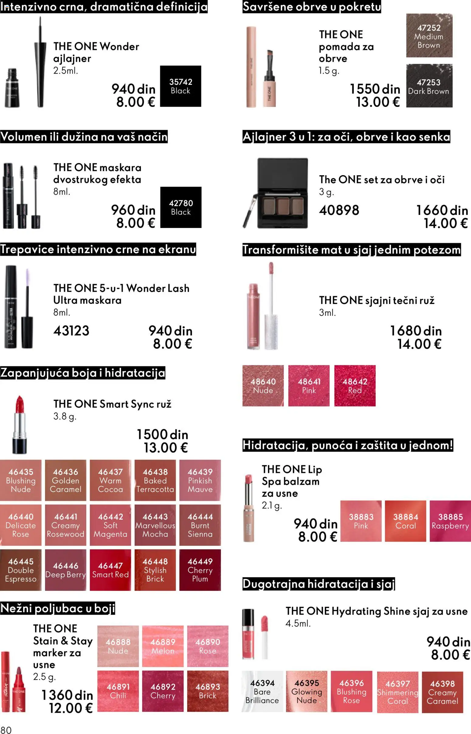 Oriflame katalog - važi od 28.01.2026 | Strana: 80 | Proizvode: Maskara, Ajlajner, Sjaj za usne, Balzam