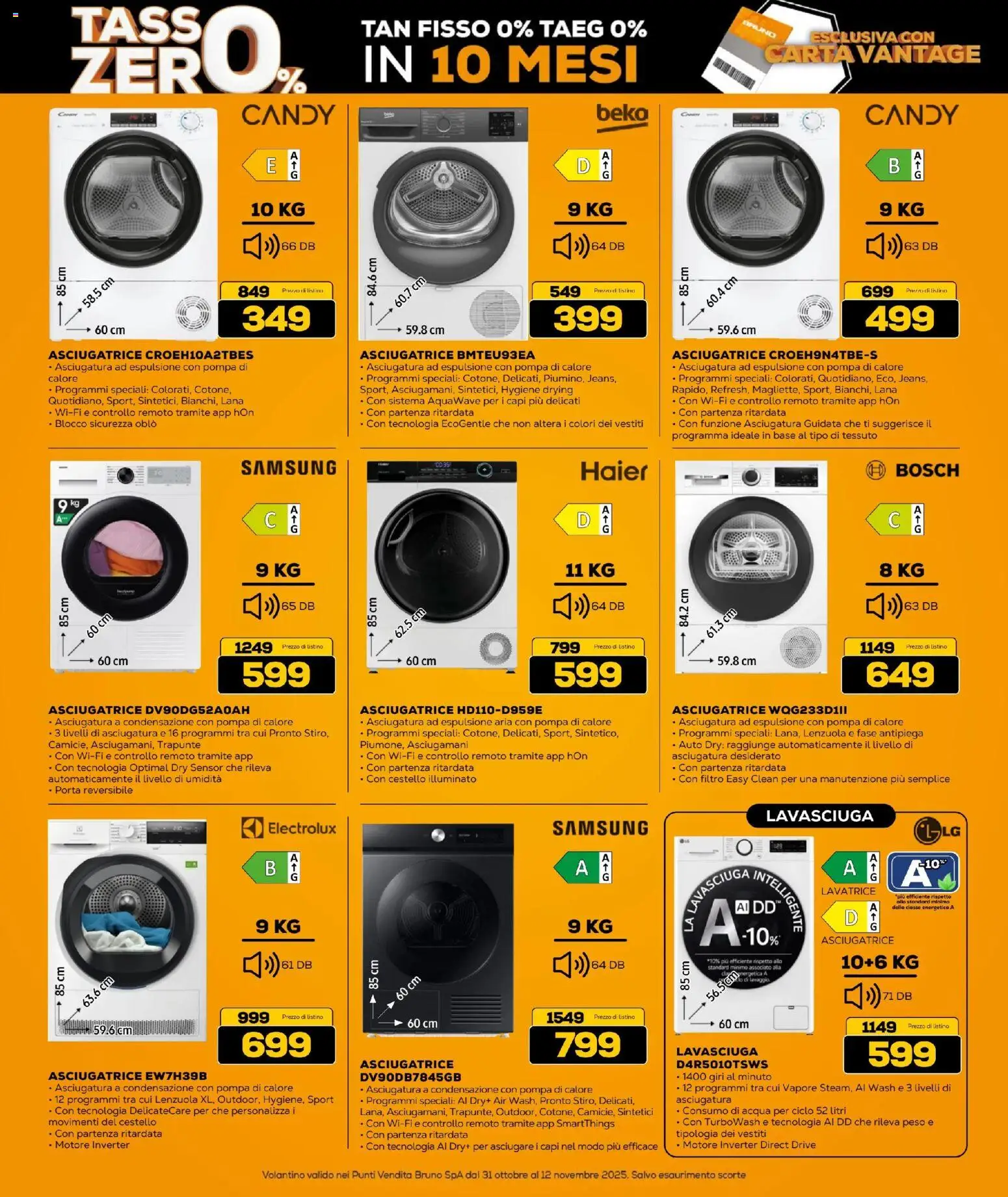 Volantino BRUNO del 31.10.2025 | Pagina: 15 | Prodotti: Acqua, Asciugatrice, Lenzuola, Samsung