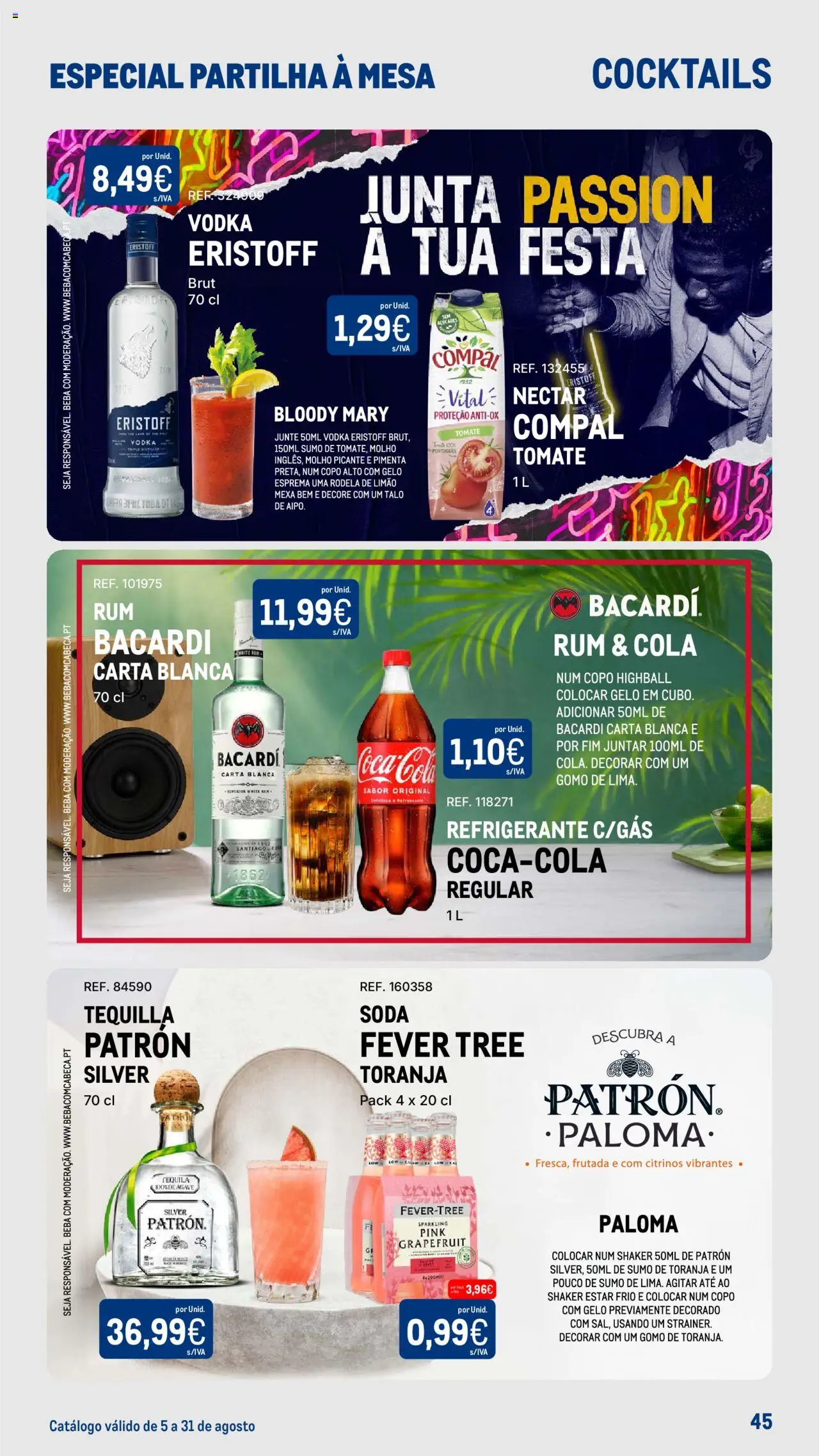 Makro - Especial Partilha à Mesa │ válido de 05.08.2025 | Página: 45 | Produtos: Refrigerante, Sumo, Tequila, Tomate