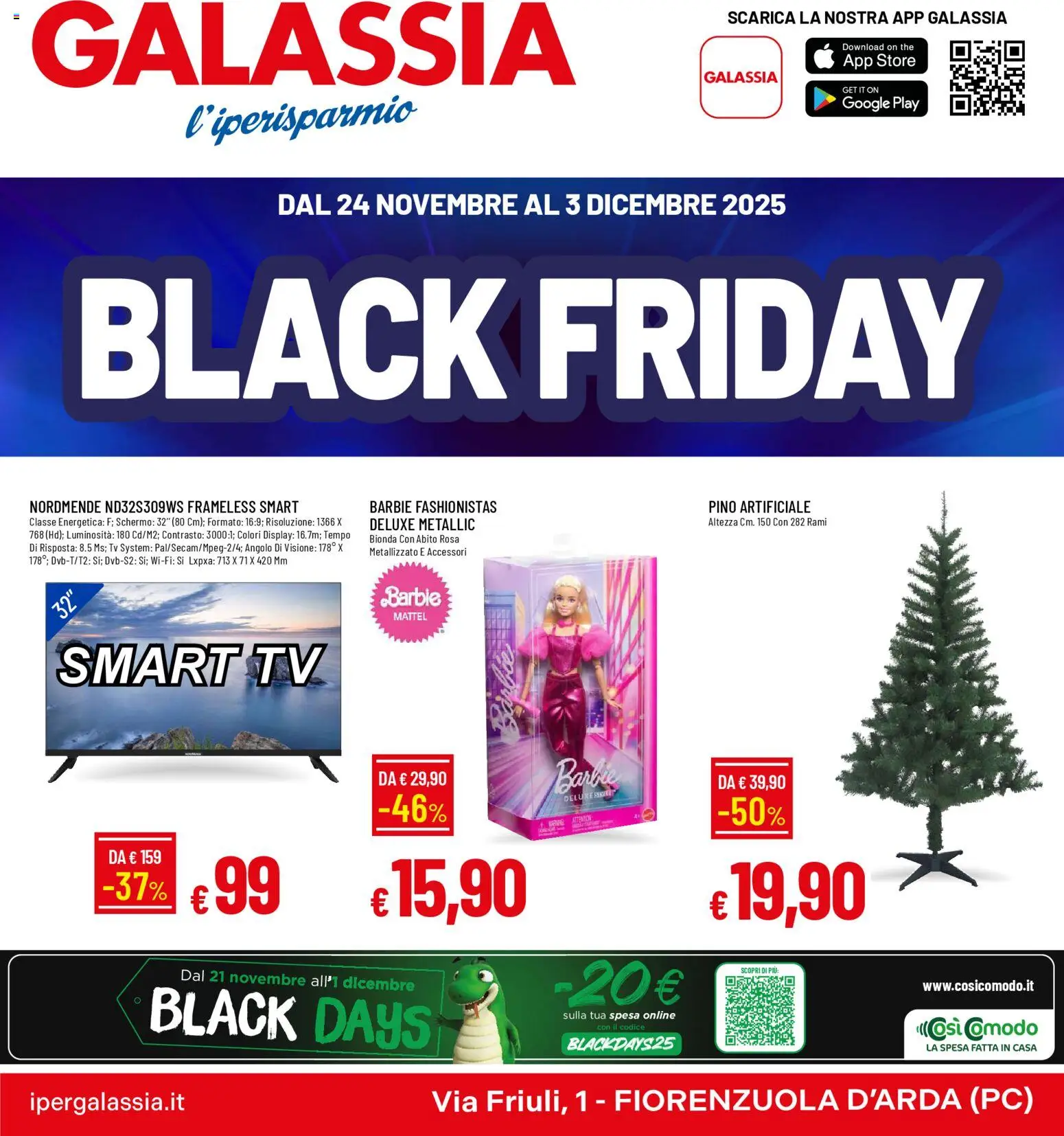 Volantino Galassia del 24.11.2025 | Pagina: 1 | Prodotti: Schermo, smart TV, Abito, The