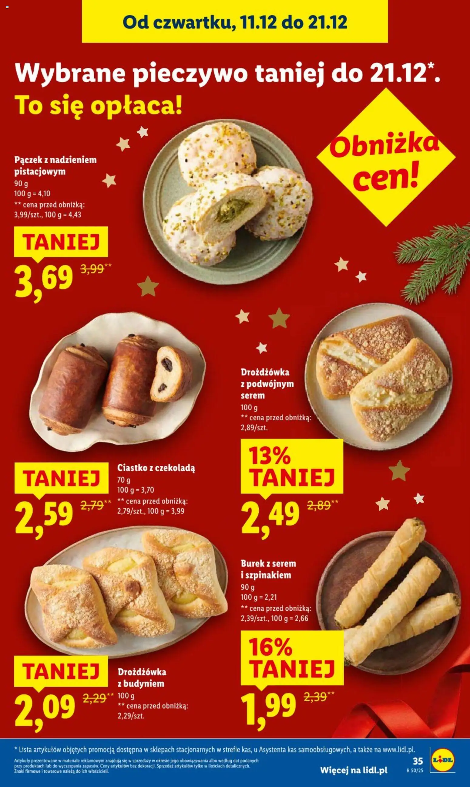 Lidl Gazetka od 11.12.2025 | Strona: 35 | Produkty: Pieczywo, Drożdżówka z budyniem, Czekolada
