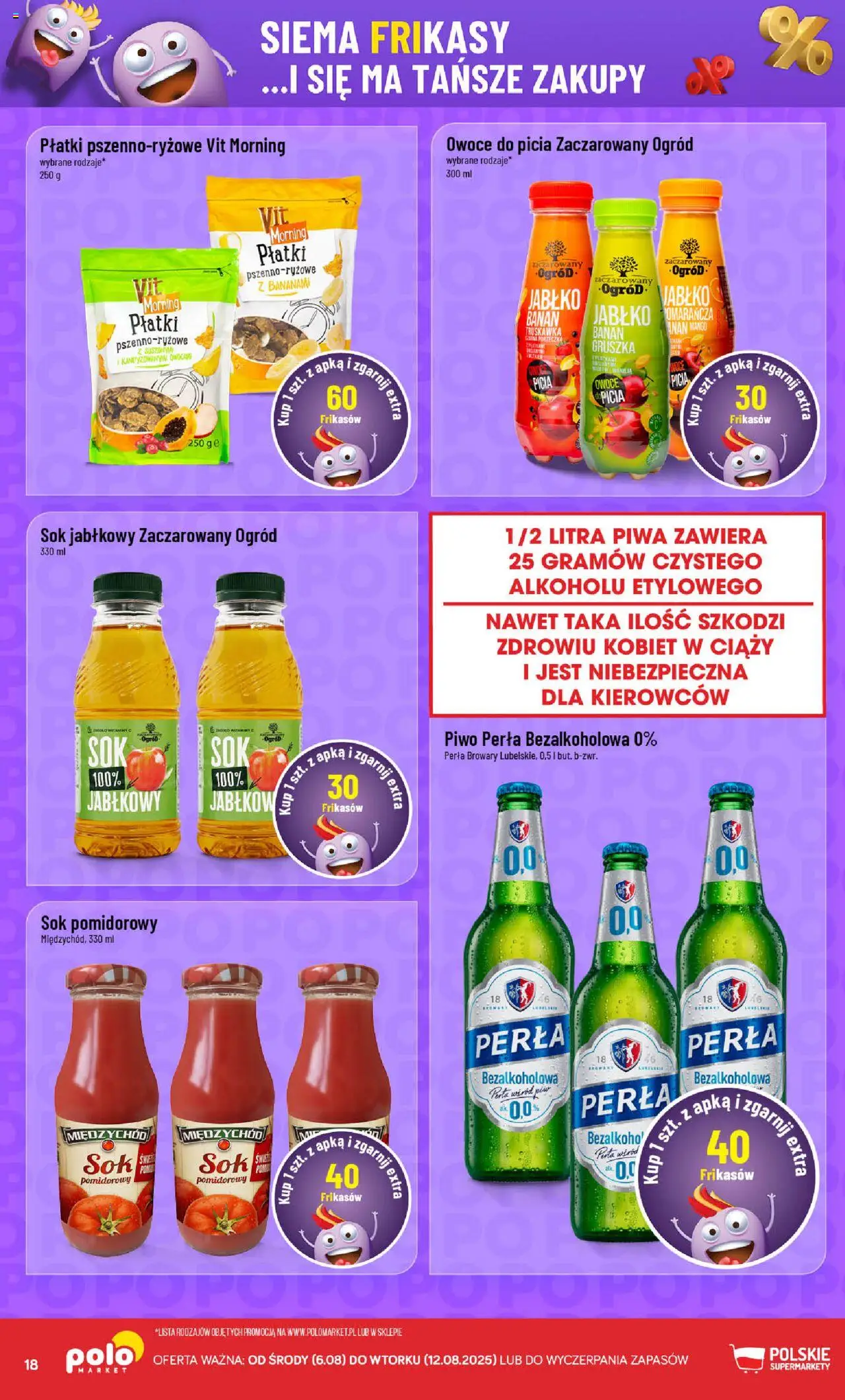 POLOmarket Gazetka - Frikasowe hity od 06.08.2025 | Strona: 18 | Produkty: Mango, Sok jabłkowy, Piwo, Banan