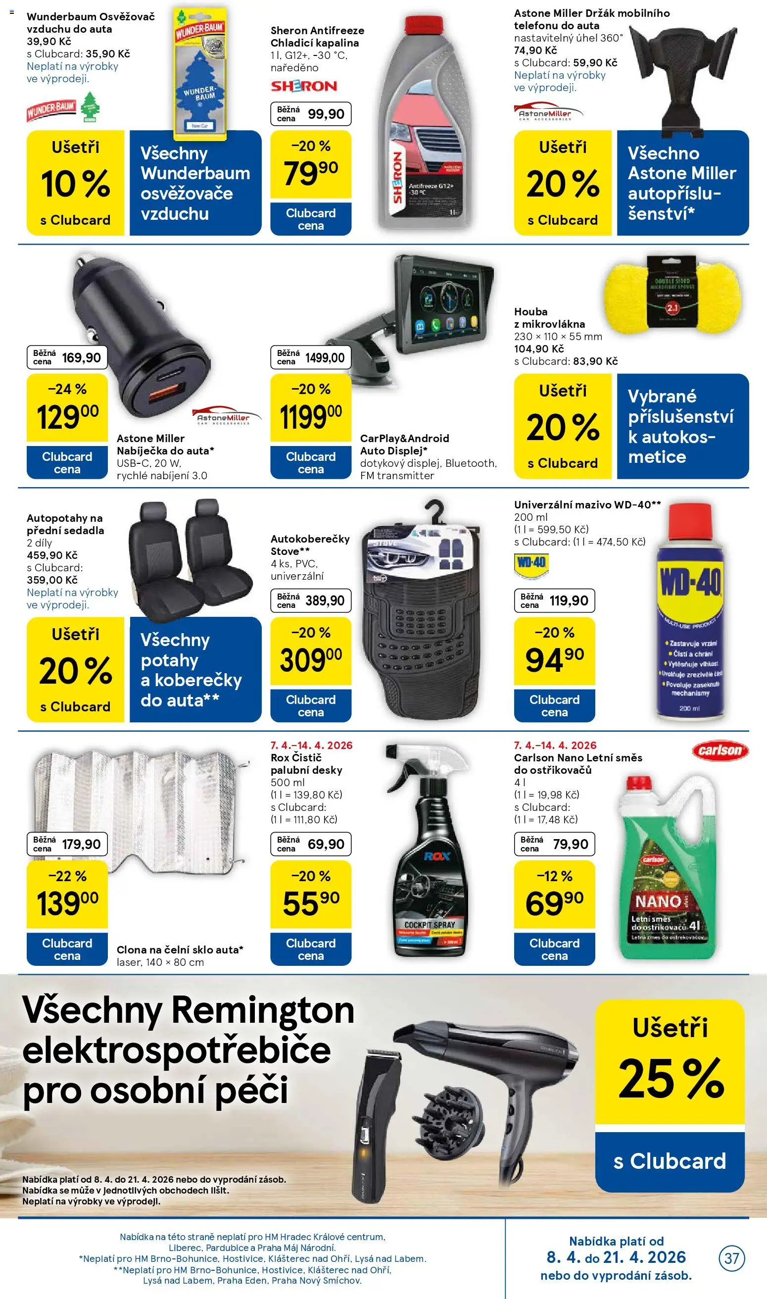 Tesco leták - Hypermarket od 07.04.2026 | Strana: 37 | Produkty: Clona na čelní sklo, Směs do ostřikovačů, Desky, Autopotahy