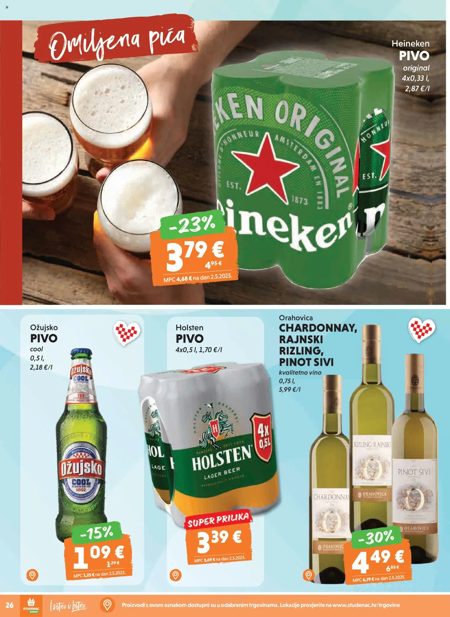 Studenac katalog | vrijedi od 28.01.2026 | Stranica: 26 | Proizvodi: Pica, Vino, Pivo, Heineken
