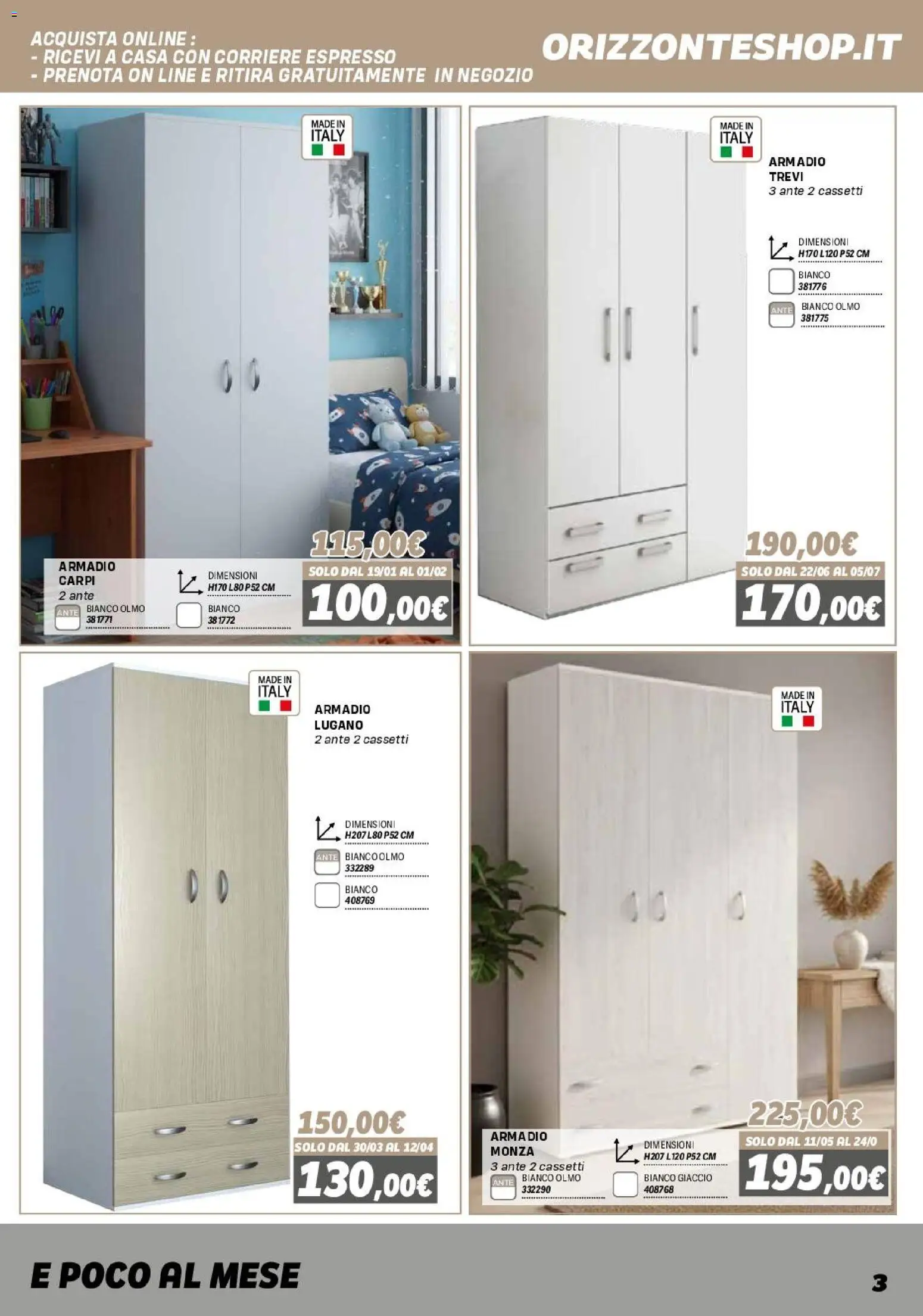 Volantino Orizzonte del 16.01.2026 | Pagina: 3 | Prodotti: Armadio